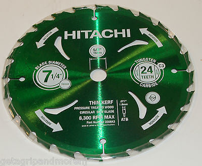 Hitachi 320843 7-1/4 Inch 24-Tooth Green Urethane Coated Circular Saw Blade - Premium for Wood Cutting, DIY Projects & Professional Carpentry