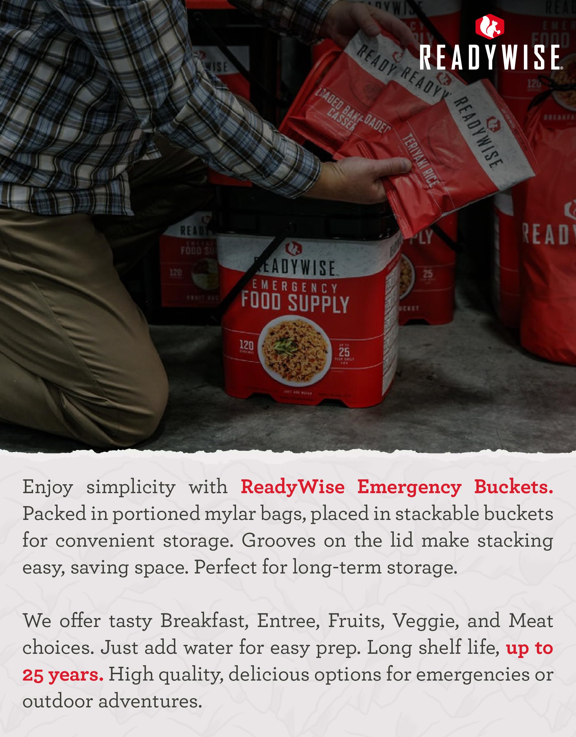 ReadyWise Emergency Food Supply - 120 Servings Freeze-Dried Survival Food Kit with Fruits & Vegetables | 20-Year Shelf Life | Perfect for Camping, Disaster Preparedness & Emergency Survival Situations