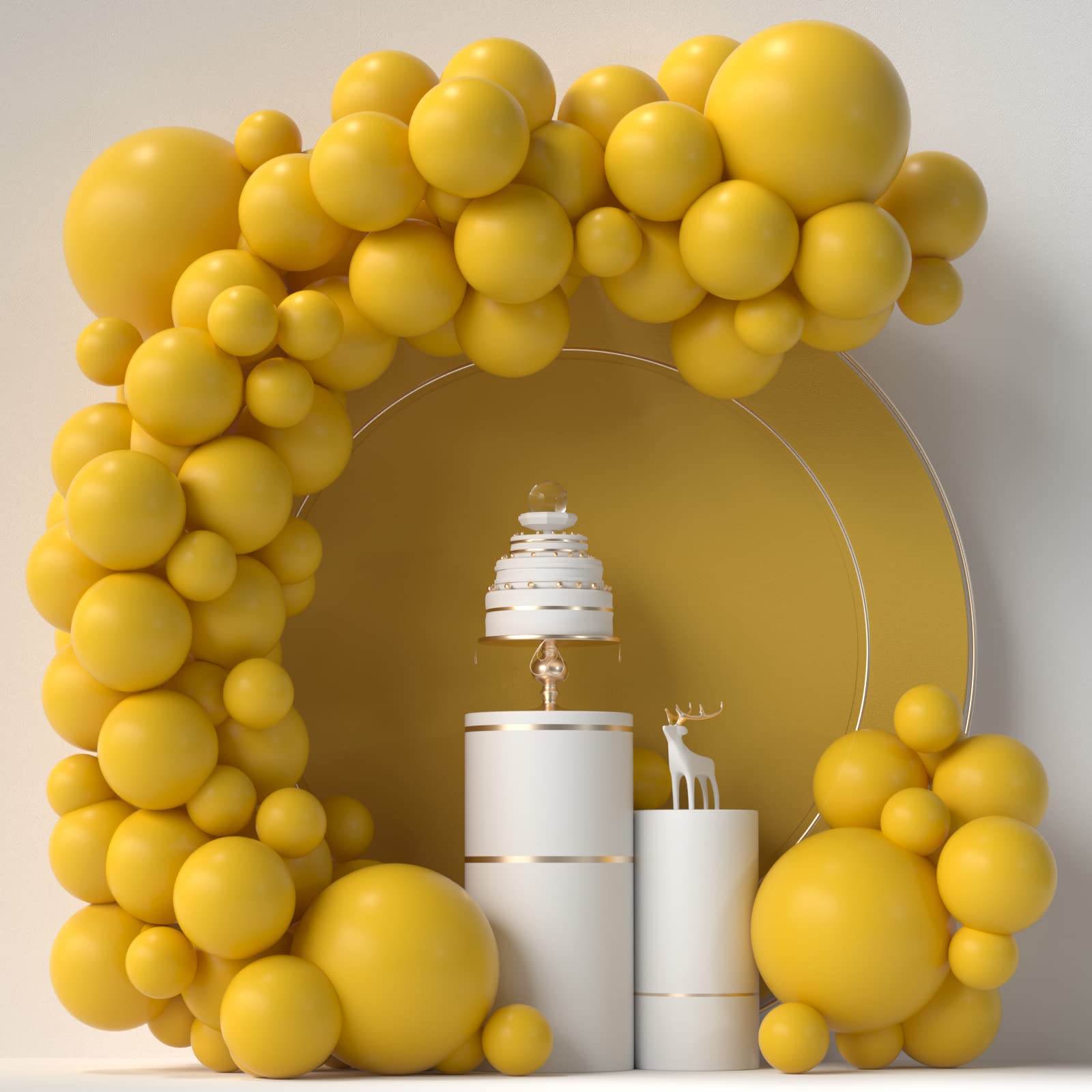 84-Piece Mustard Yellow Balloon Garland Arch Kit - 5, 12 & 18 Inch Matte Latex Balloons for Birthday, Baby Shower & Thanksgiving Decorations | Party, Wedding & Holiday Celebration Decor