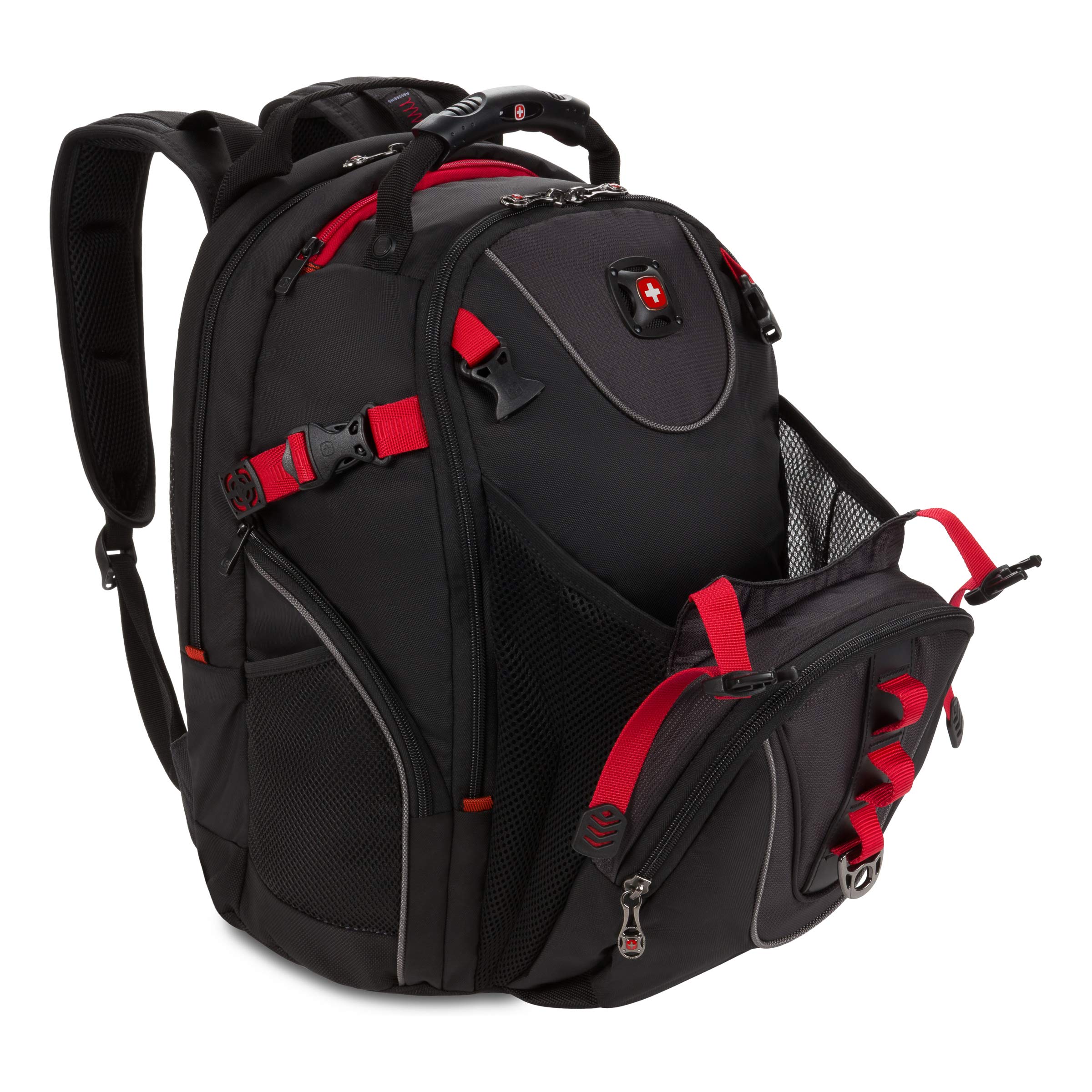 Wenger Maxxum Laptop Backpack for 16 Inch Laptop - Durable Unisex Computer Bag with Padded Compartment (Black/Red) - Perfect for Work, Travel & College