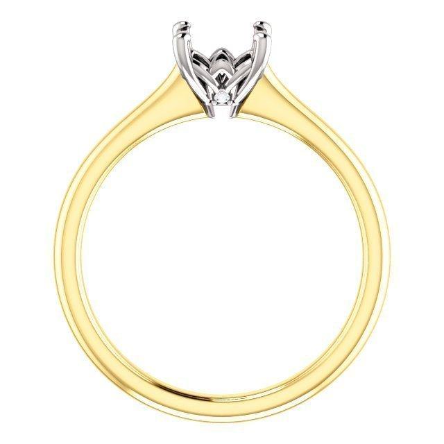 14KT White & Yellow Gold Solitaire Engagement Ring Setting for Round, Oval, Cushion, Square & Emerald Cut Diamonds - Perfect for Proposals, Weddings & Anniversary Gifts