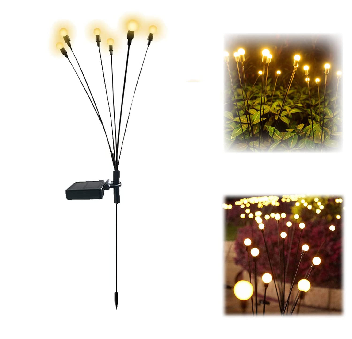Solar Firefly Lights Outdoor Waterproof - Warm White for Garden, Patio, Pathway
