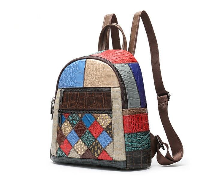 Women's Small Colorful Crocodile Leather Backpack Purse - Stylish & Durable for Travel, Work & Everyday Use