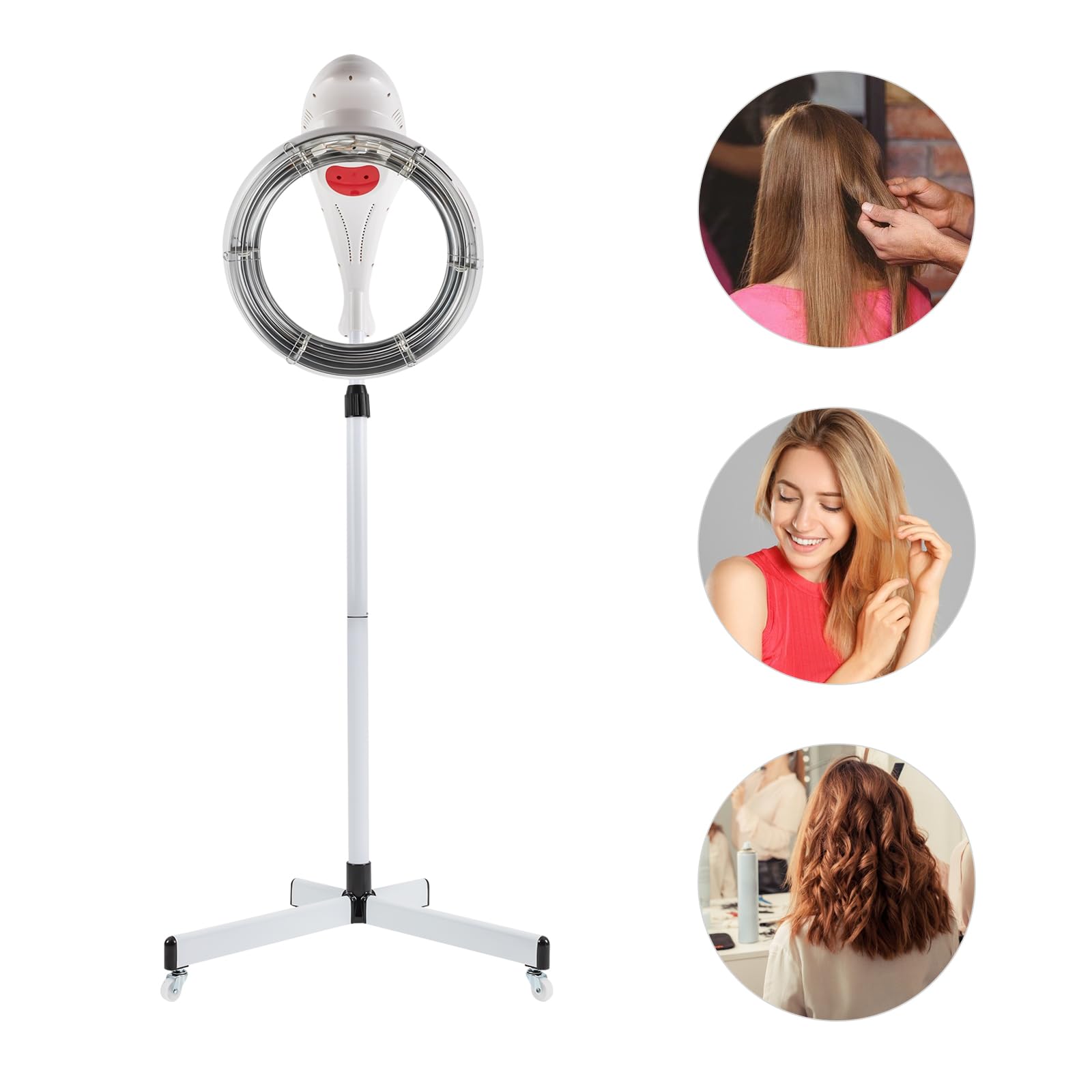 Professional 950W Hair Dryer with Adjustable Height Stand - 80℃/176℉ Temperature Control & 360° Rotation for Salon & Home Use - White | Perfect for Styling, Blowouts & Salon-Quality Results at Home