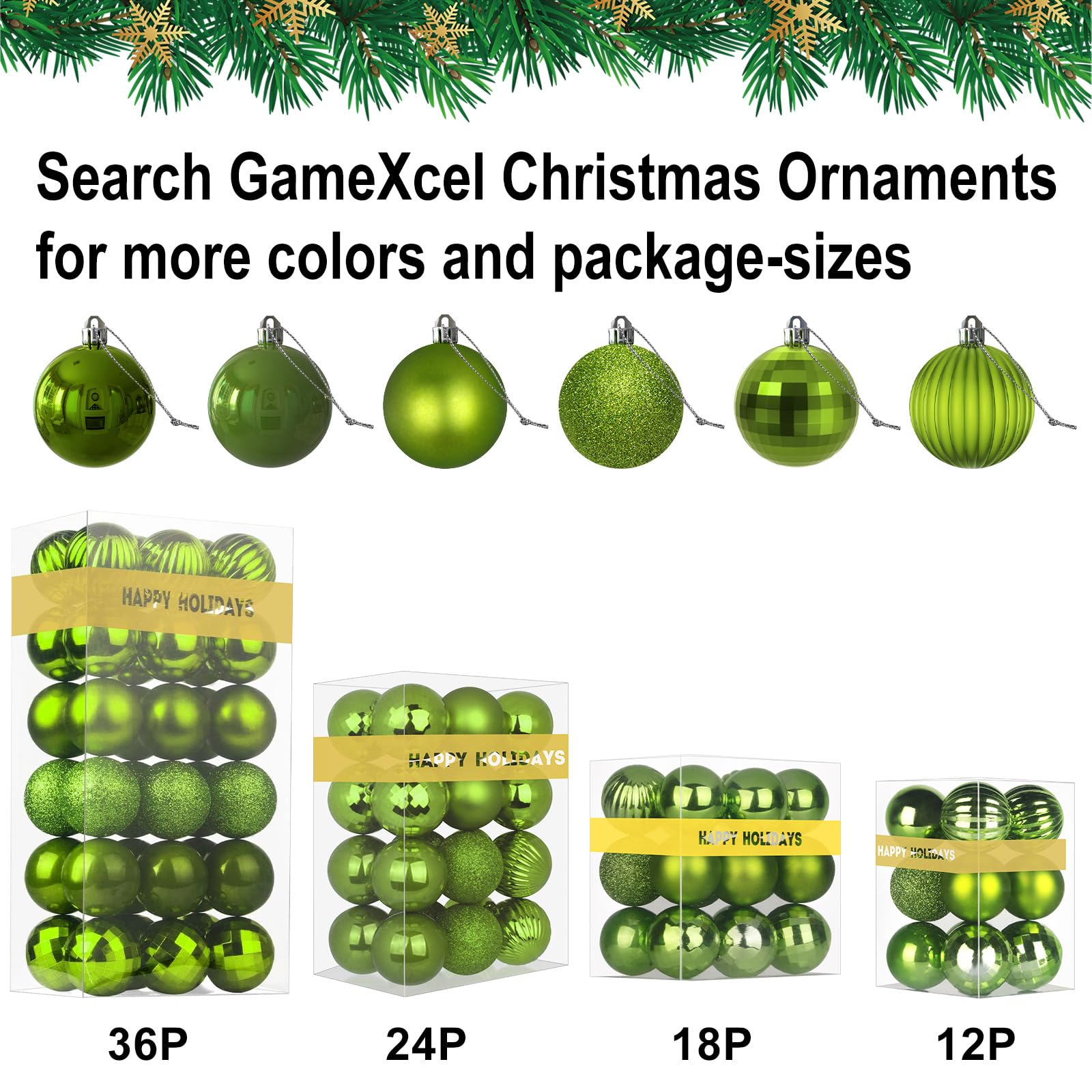 3.2 Inch Lime Green Shatterproof Christmas Ornaments - Set of 10 Large Hanging Balls for Tree Decorations, Holiday Party, Birthday & Wedding Decor - Perfect for Christmas, Halloween, Festive Home & Office Decoration