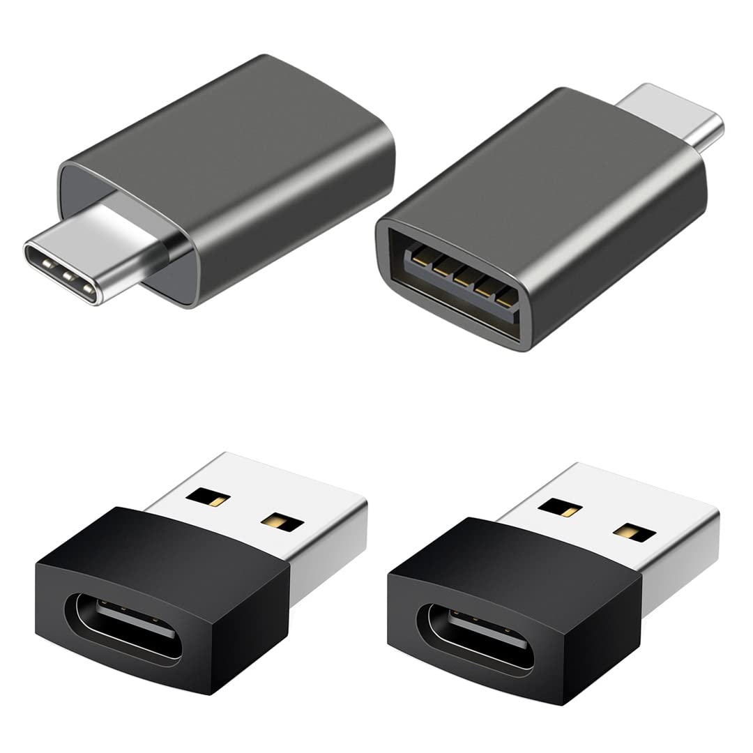 USB C to USB & USB A to USB C Adapter MixPack 4pcs - High-Speed Data Transfer, USB-C Male to USB 3.0 Female Adapter for MacBook, iPad, Samsung Galaxy, iPhone 15 - Perfect for Travel, Office & Charging Multiple Devices