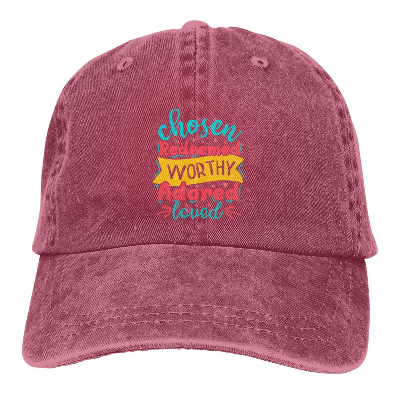 Chosen Redeemed Worthy Adored Loved Unisex Denim Trucker Cap - Baseball Dad Hat for Men & Women - Perfect for Casual Outings, Sports Events & Everyday Wear