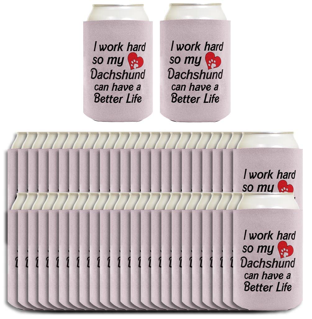96-Pack Heart Paw Print Can Coolers for Dog Lovers - Perfect Gift for Dachshund Owners & Men Who Work Hard - Keep Drinks Cold at BBQs, Parties & Outdoor Adventures