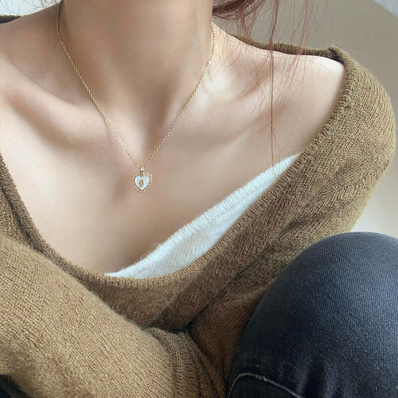 Minimalist Pearl Heart Layering Pendant Necklace for Women - Dainty Gold/Silver Jewelry Gift for Her | HN2323 | Perfect for Valentine's Day, Anniversary & Everyday Elegance