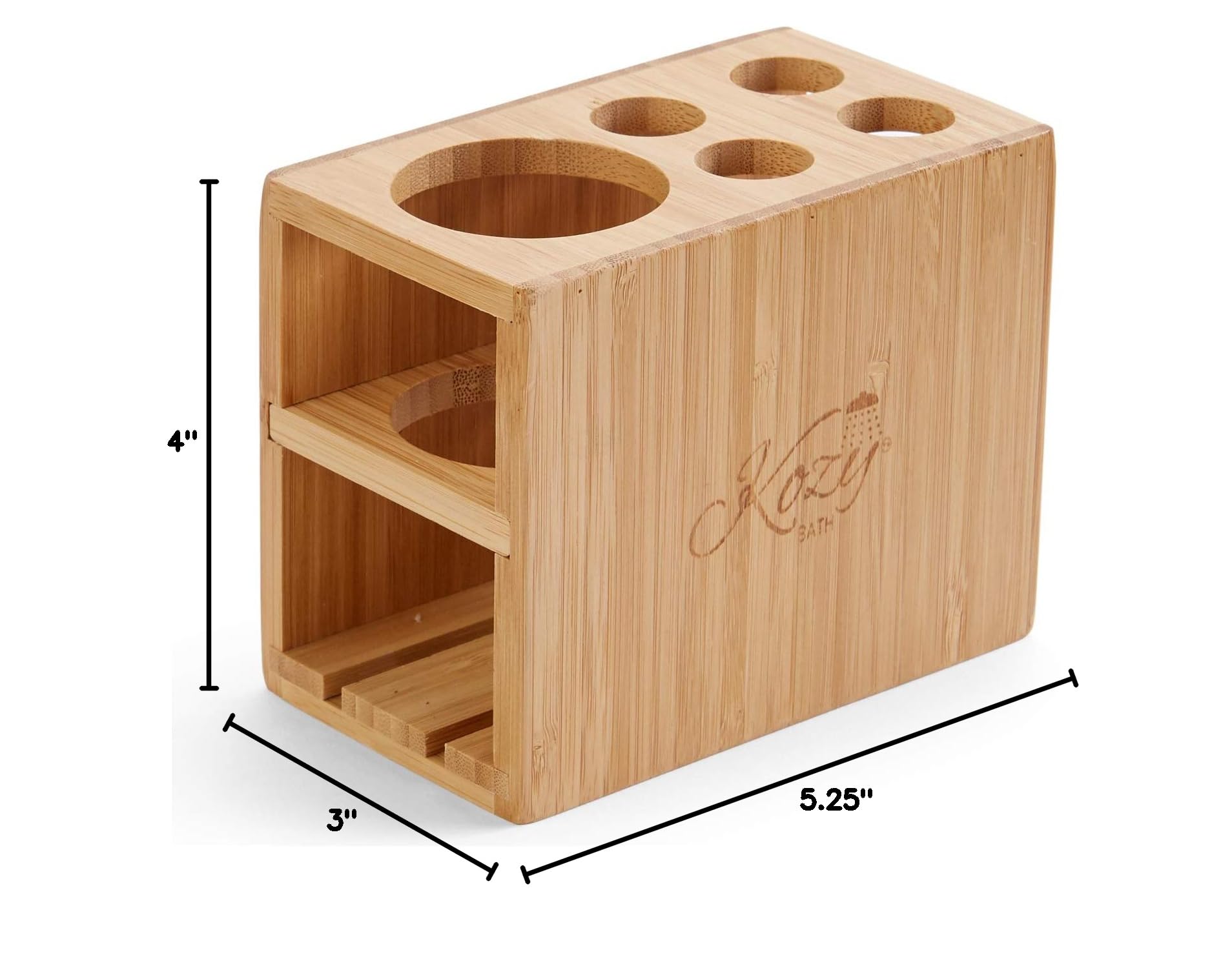 Bamboo Toothbrush and Toothpaste Holder Stand - 5 Slot Bathroom Vanity Organizer for Toothbrush Storage | Perfect for Countertop, Sink, and Shower Organization