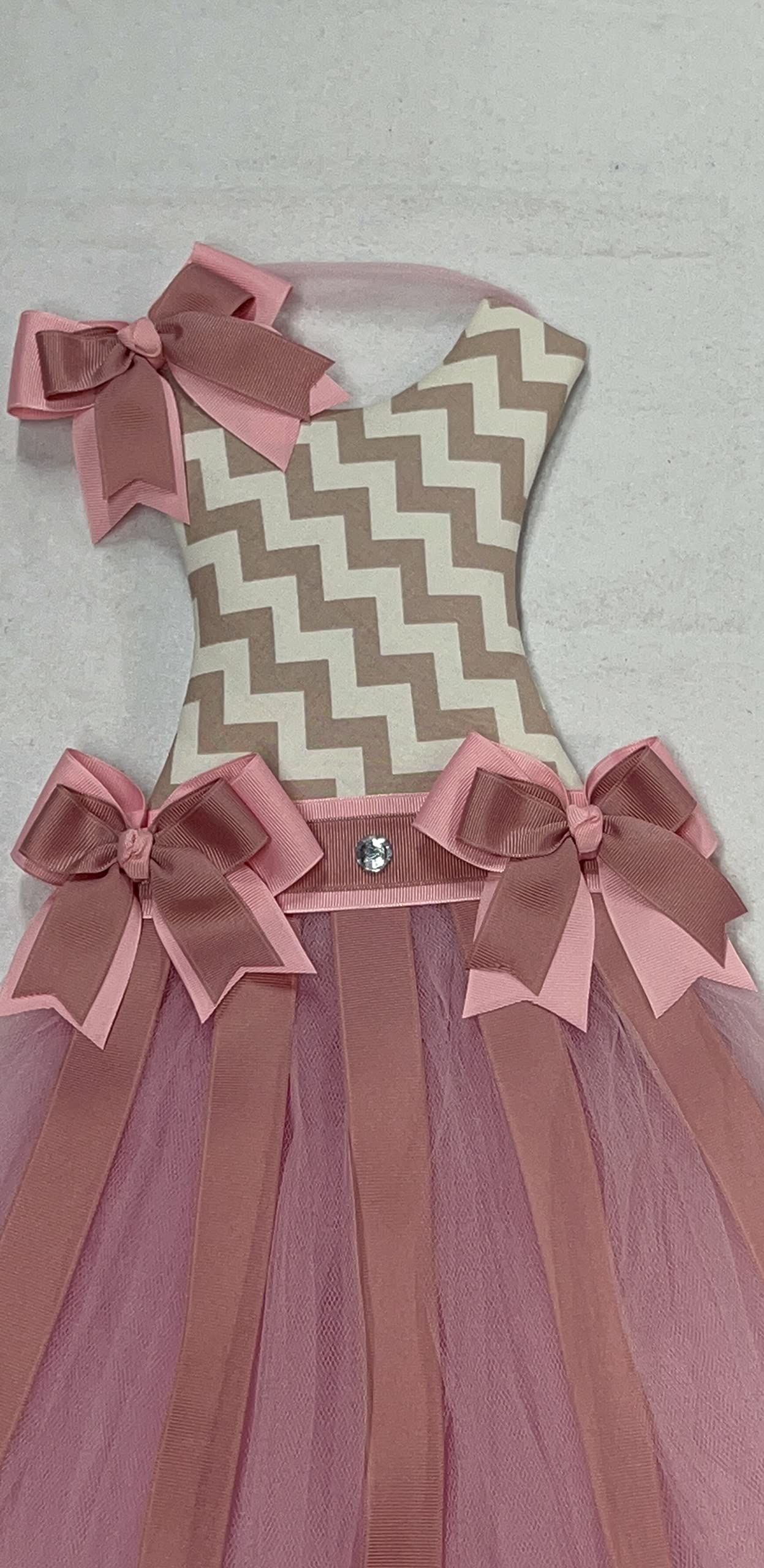 Personalized Tutu Hair Bow Holder for Girls - Mauve Chevron Pattern, Perfect for Kids Room Decor, Birthday Gifts & Organizing Hair Accessories
