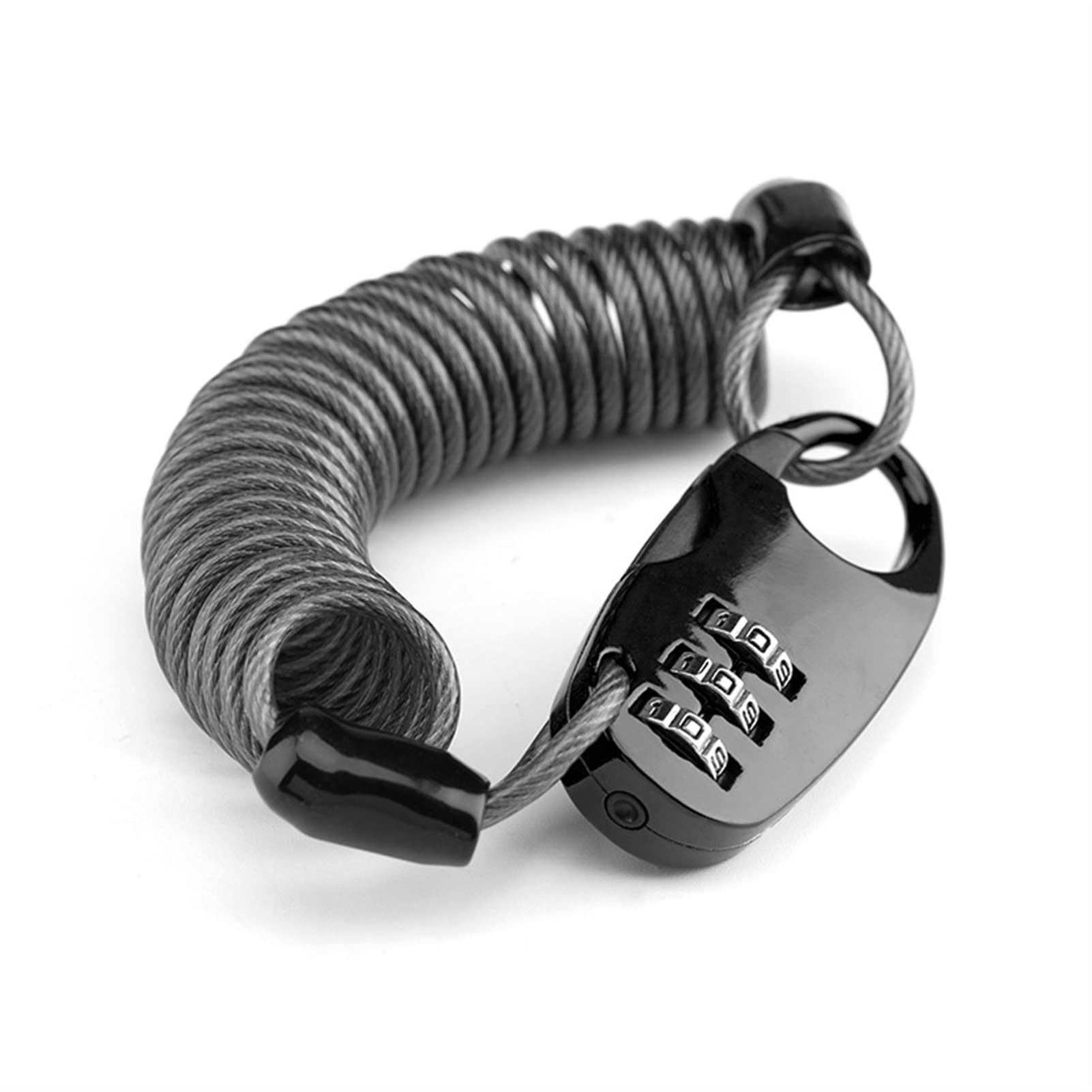 Mini Bike Helmet Lock - Portable 3 Digit Resettable Anti-Theft Cable Lock for Bicycle & Motorcycle (Black) - Perfect for Cycling, Commuting & Outdoor Adventures