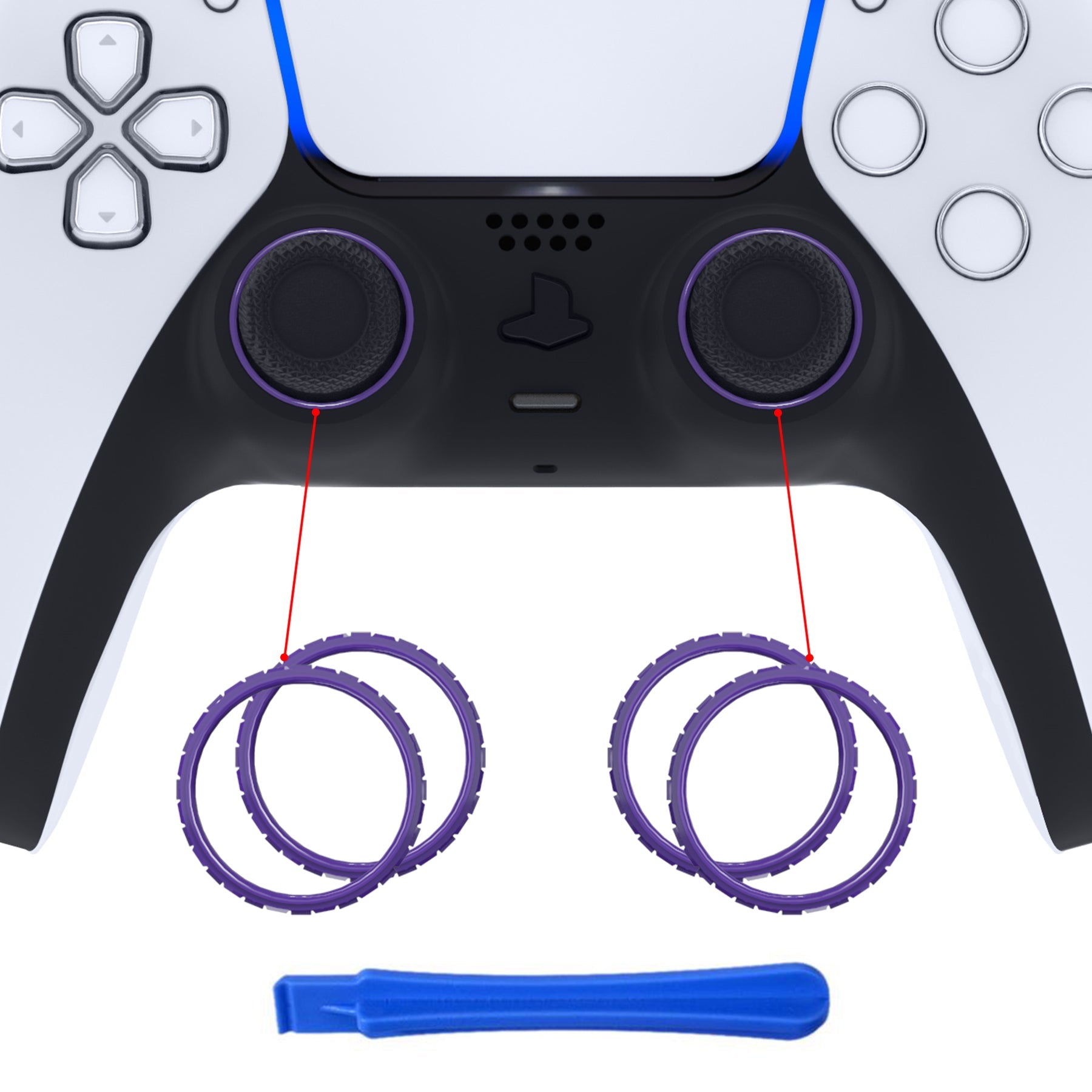 eXtremeRate Custom Replacement Accent Rings for PS5 Controller - Purple | PS5 Accessories for Gaming Enthusiasts | Perfect for Customization & Competitive Gaming