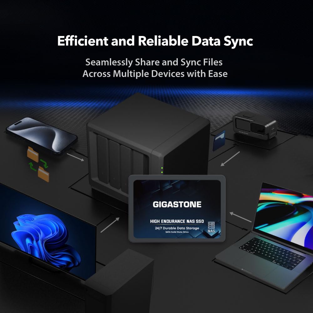 Gigastone 512GB NAS SSD Drive (2-Pack) - High Endurance TLC RAID Storage for 24/7 Operation | 2.5