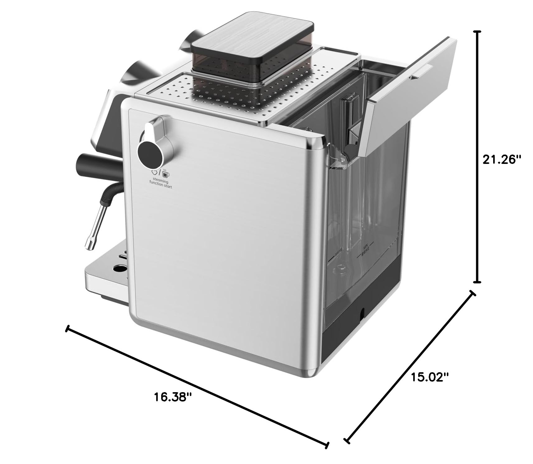 Professional GIANNA 20 Bar Espresso Machine with Built-in Grinder & Milk Frother - Removable Water Tank for Easy Cleaning - Perfect for Making Latte, Cappuccino at Home or Office - Compact Coffee Maker for Small Spaces & Daily Use
