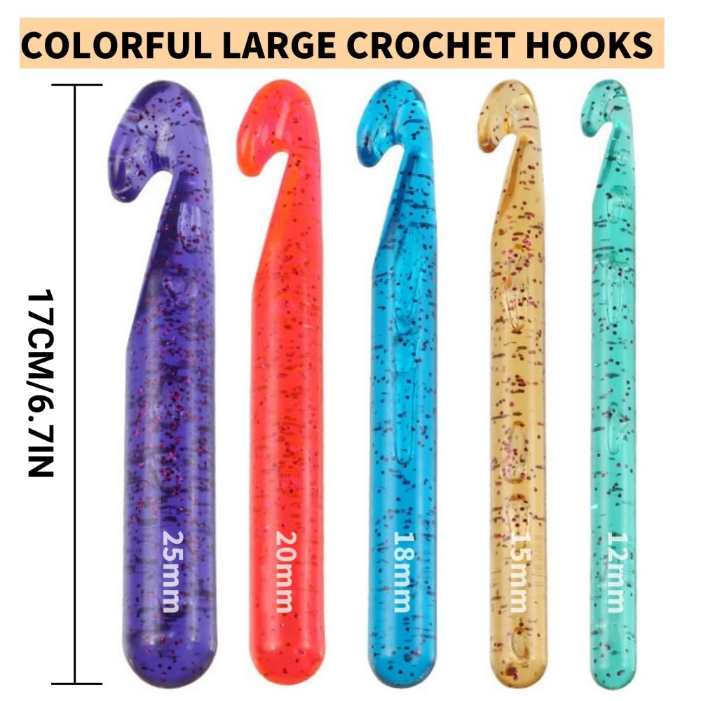 Chunky Yarn Crochet Hooks Set 12mm-25mm (22pcs) for Arm Knitting & Blankets