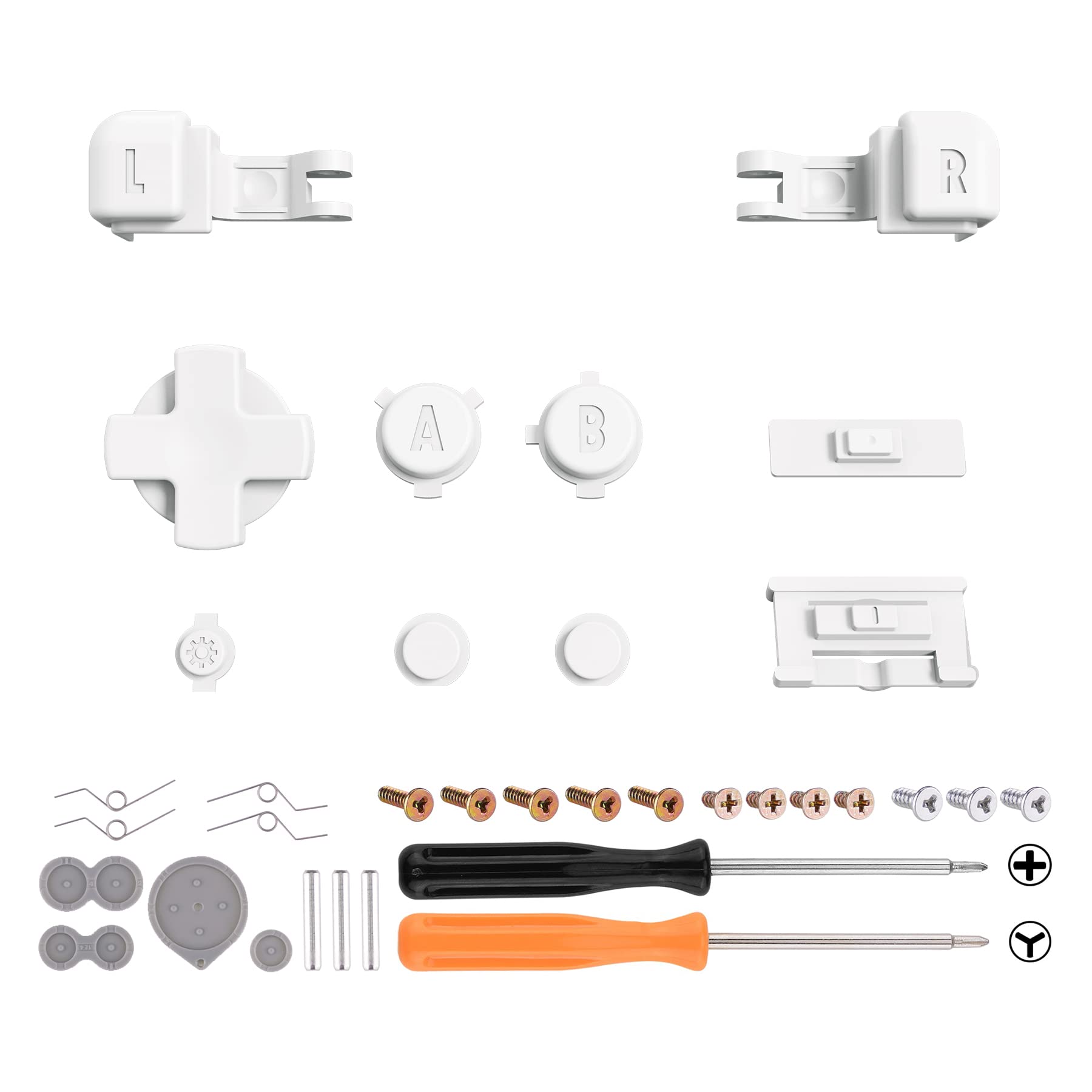 eXtremeRate Replacement Tasti Kit for Gameboy Advance SP Console - A B L R Power On/Off Volume D-Pad Buttons (White) | Compatible with GBA SP Handheld Gaming System | Perfect for DIY Repairs & Controller Customization