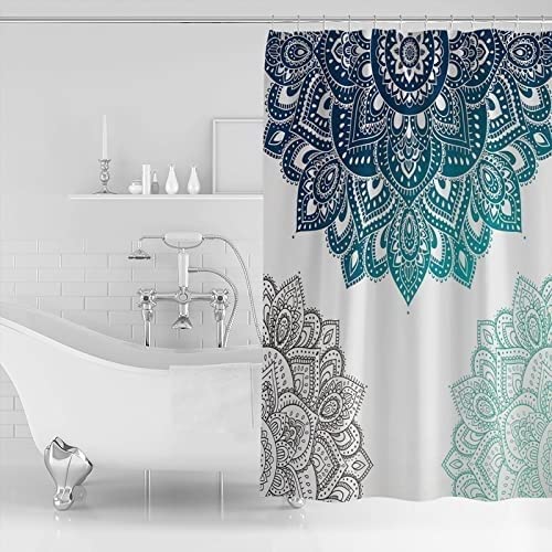 Mandala Gradient Shower Curtain Liner - 72x84 Inch Waterproof Bathroom Decor with Elegant Design for Home, Spa, and Holiday Decorations (Christmas, Thanksgiving, New Year)