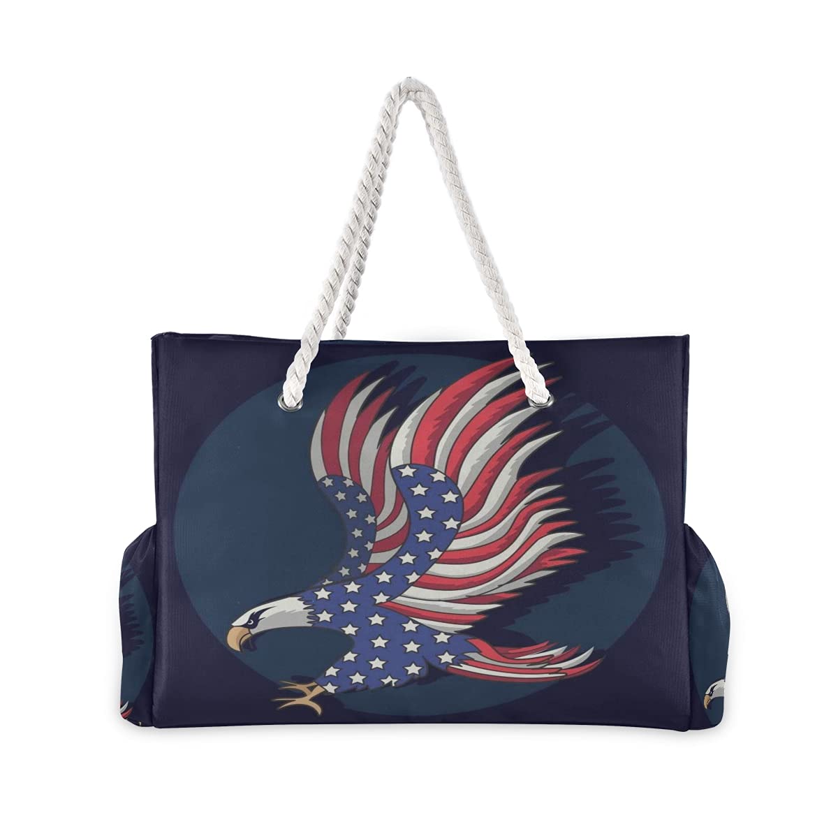 Large Waterproof Beach Tote Bag with Zipper - USA Flag Design for Women, Perfect for Pool, Gym & Travel | Durable Shoulder Bag for Summer Outings & Vacation Essentials