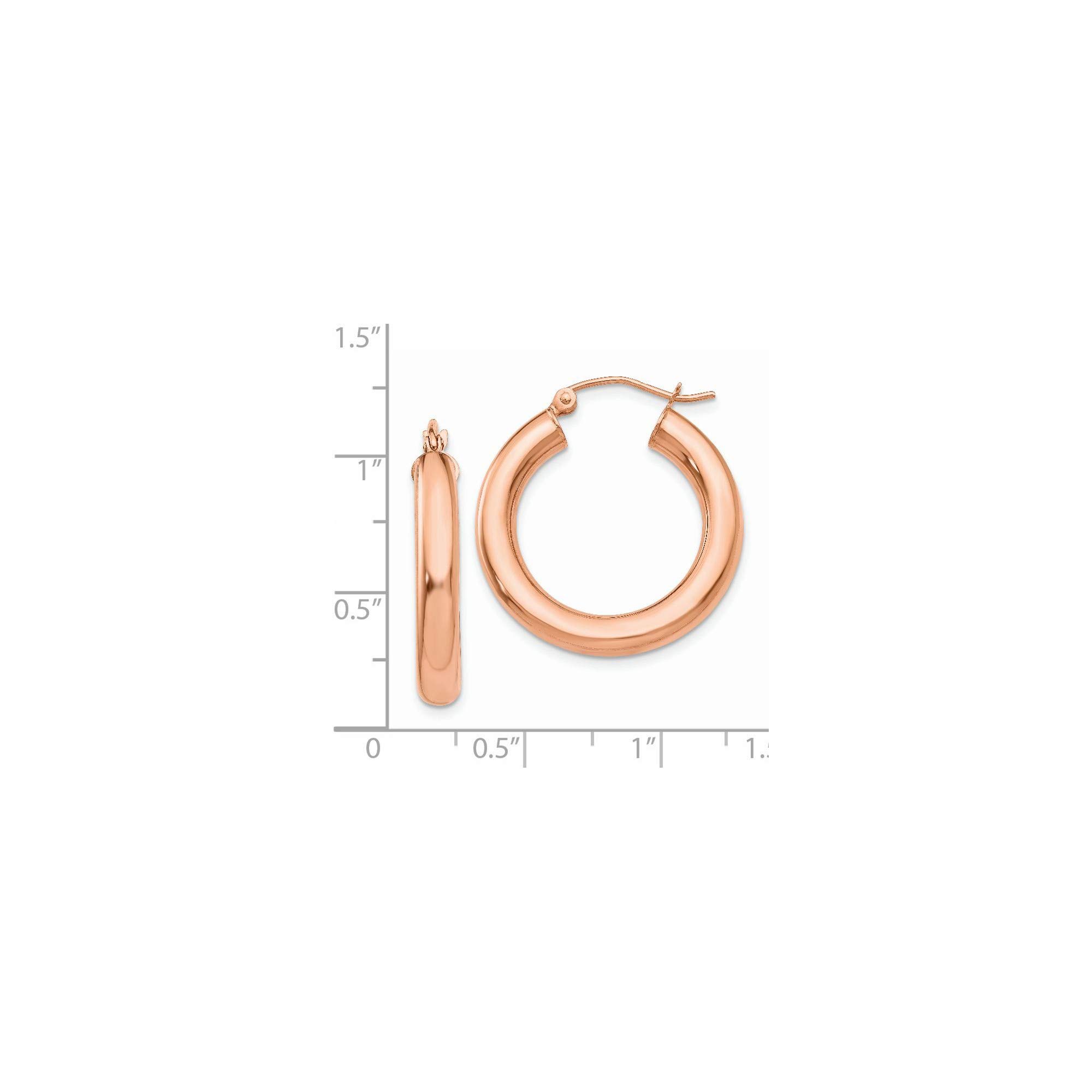 14K Rose Gold Polished 4mm Tube Hoop Earrings for Women - Hypoallergenic Dainty Everyday Jewelry - Perfect for Work, Date Night & Special Occasions