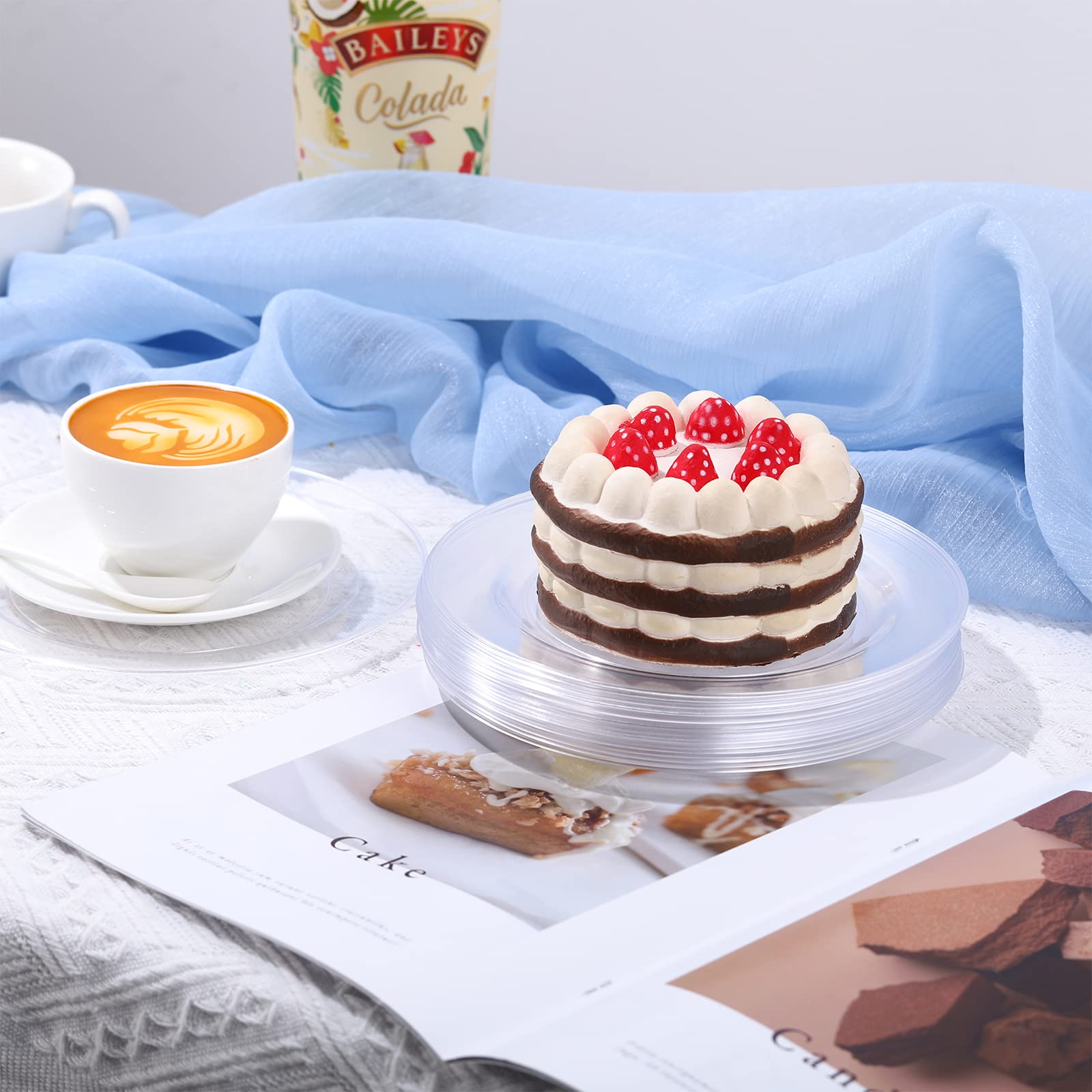 Zopeal 100-Pack 7.5 Inch Clear Disposable Plastic Plates - Elegant Crystal-Like Heavy Duty Dessert, Appetizer, Salad & Dinner Plates for Wedding, Party, Catering & Events - Perfect for Cocktail Receptions, Birthday Celebrations & Buffet Serving