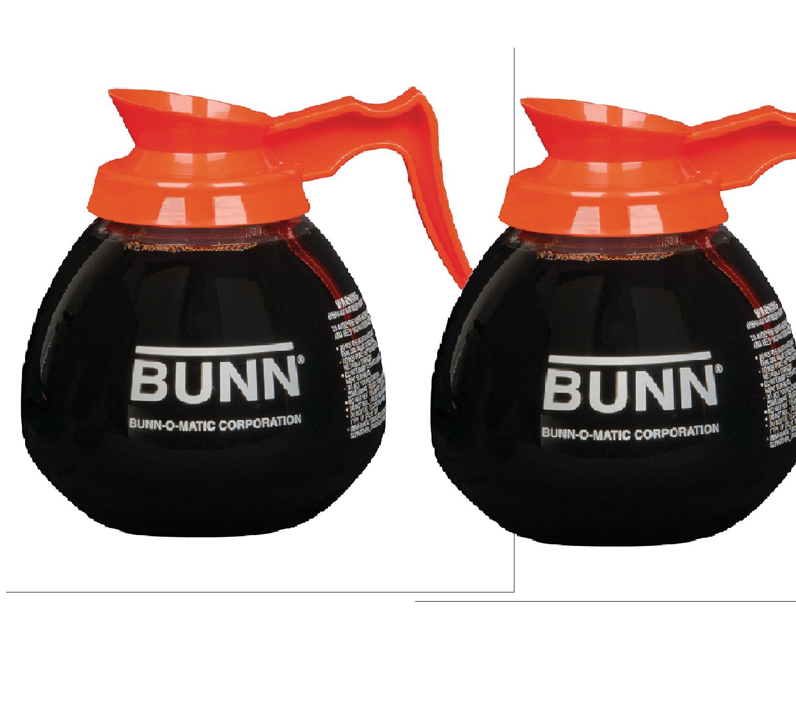 BUNN Glass Coffee Pot Decanter and Carafe Set of 2 - Orange - Perfect for Home, Office, and Restaurants - Durable and Stylish Coffee Serving Solution
