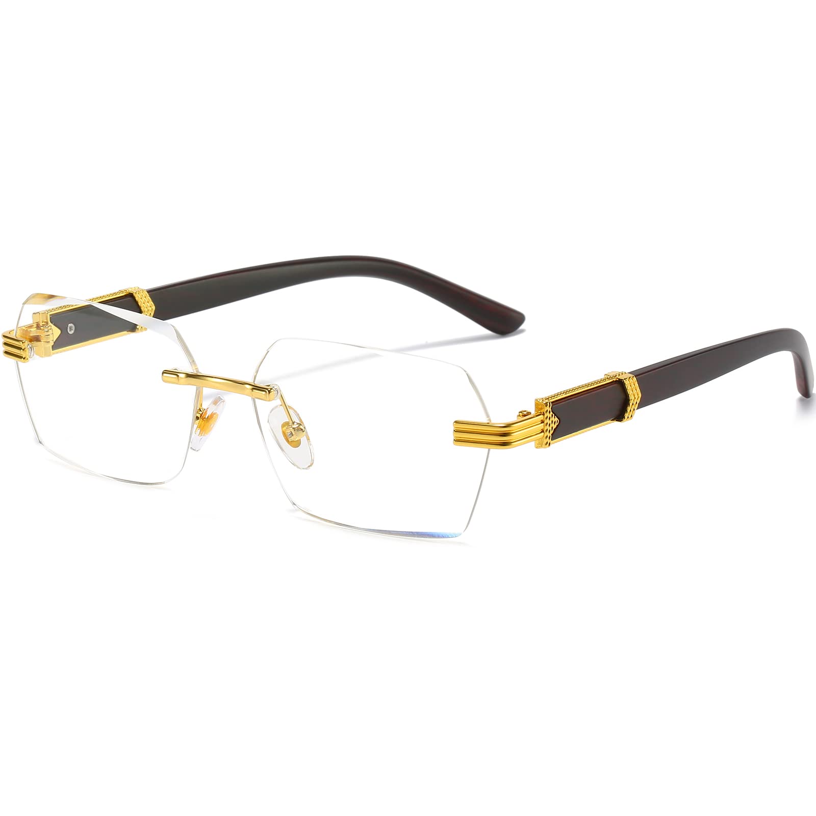AIEYEZO Retro Rimless Sunglasses - Unisex Vintage Square Tinted Glasses for Men & Women | UV Protection Fashion Shades for Driving, Beach & Outdoor Activities