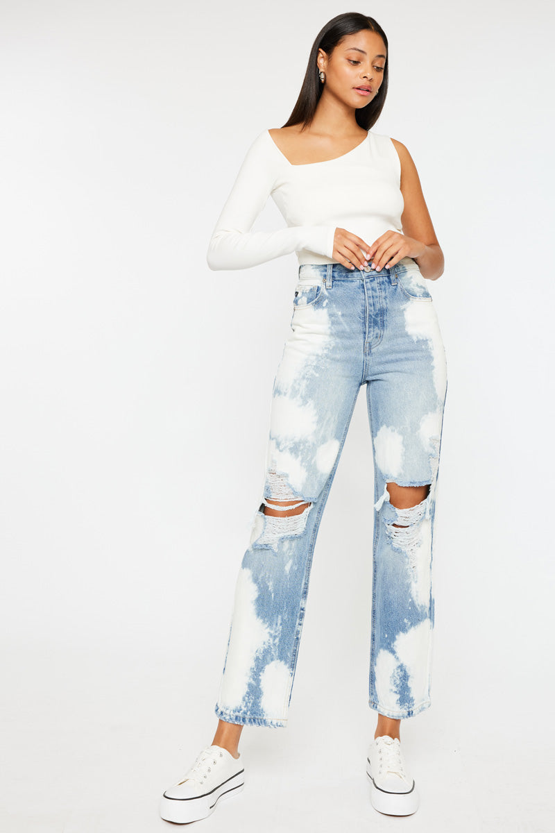 Moon High Rise 90's Boyfriend Jeans - Vintage Distressed Denim Pants for Women | Casual Streetwear & Retro Fashion Outfit