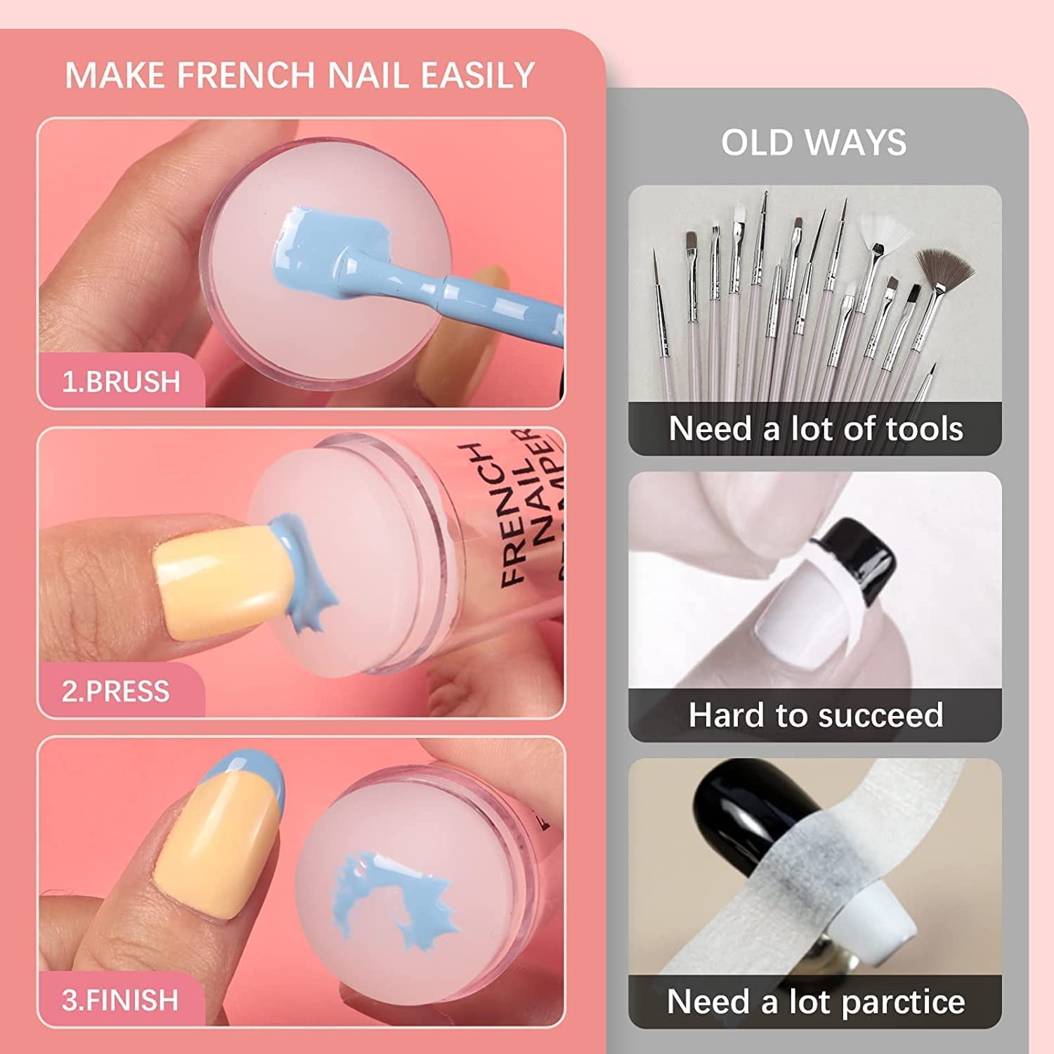 HEYOL Silicone Jelly Nail Stamper Kit - DIY French Manicure Tool with Scraper & Protective Cap for Nail Art Stamping - Perfect for Salon & Home Nail Decor (1 Pack)