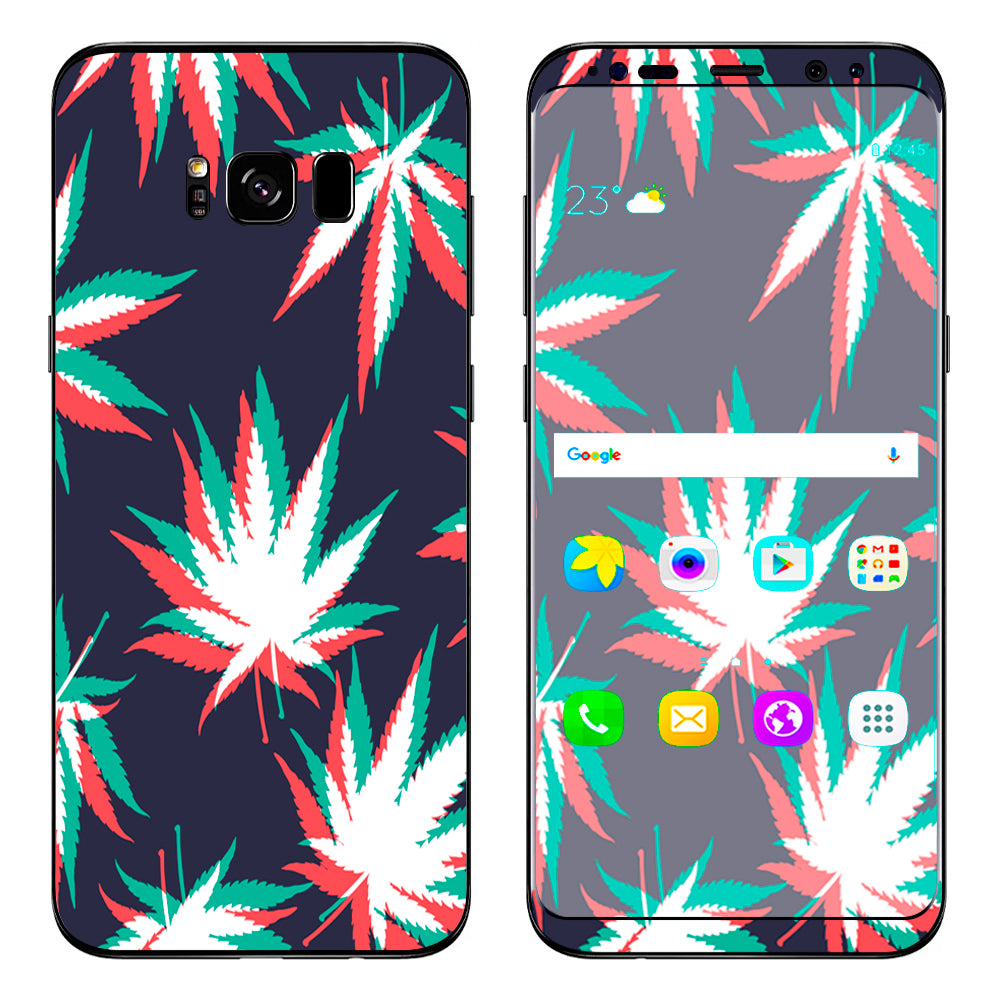 3D Holographic Samsung Galaxy S8 Plus Phone Case with Pot Leaf Design - Perfect for Music Festivals, Raves & Hippie Style Lovers