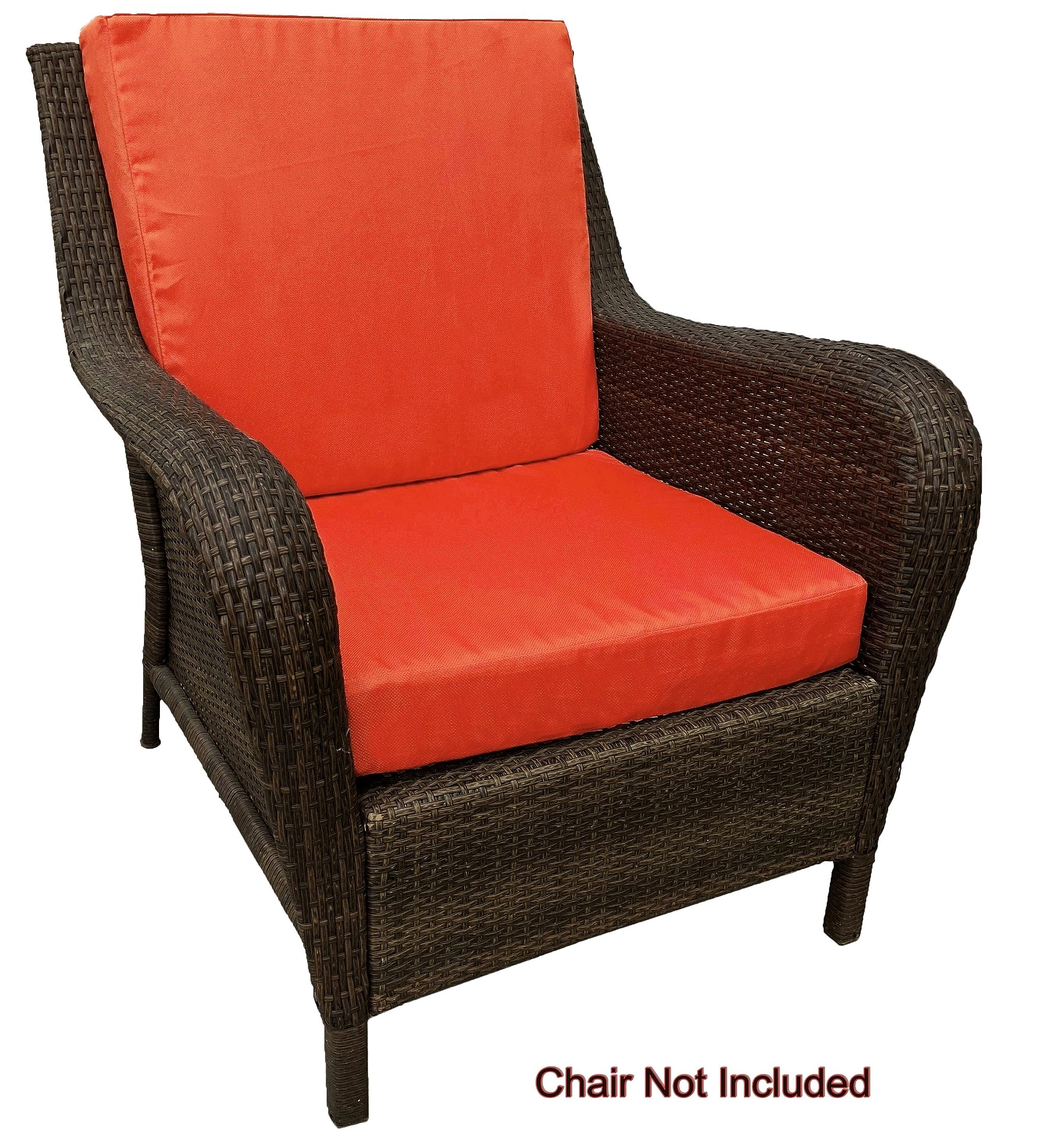 Outdoor Patio Chair Cushion Covers 24x22x4 Inch - Washable Replacement Seat Covers Only (6 Pack, Tango) - Perfect for Garden, Deck, Poolside & Patio Furniture