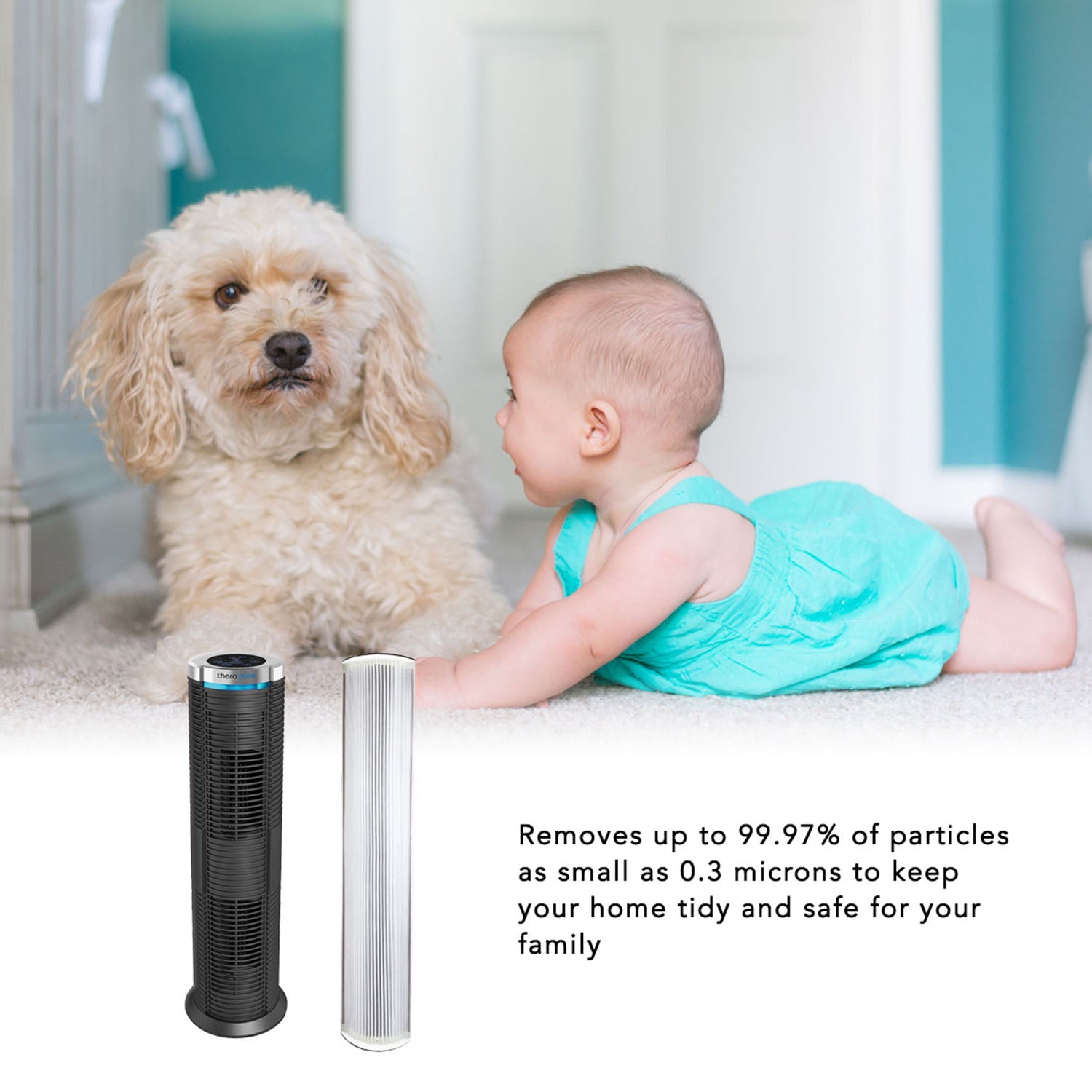 Genuine True HEPA Replacement Filter Compatible with Therapure TPP240F Air Purifier - Improves Indoor Air Quality for Allergies & Asthma Relief