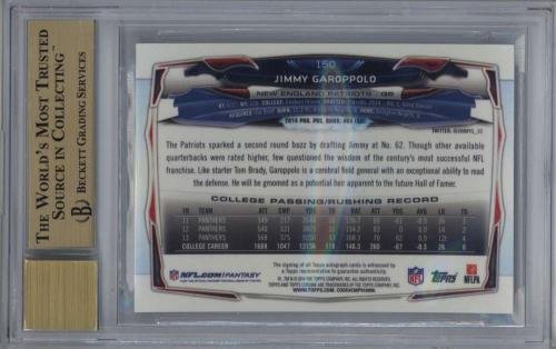 2014 Topps Chrome Jimmy Garoppolo #150 Rookie RC Card BGS 9.5 Auto 10 - Signed Football Trading Card - Perfect for Collectors, Sports Memorabilia Displays & Investment