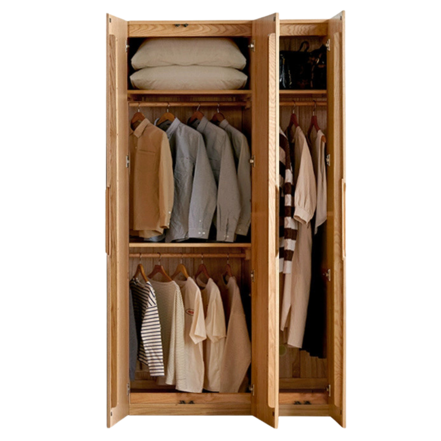 Solid Oak Wood Wardrobe - Premium Quality, Spacious Storage for Bedroom, Closet & Home Organization