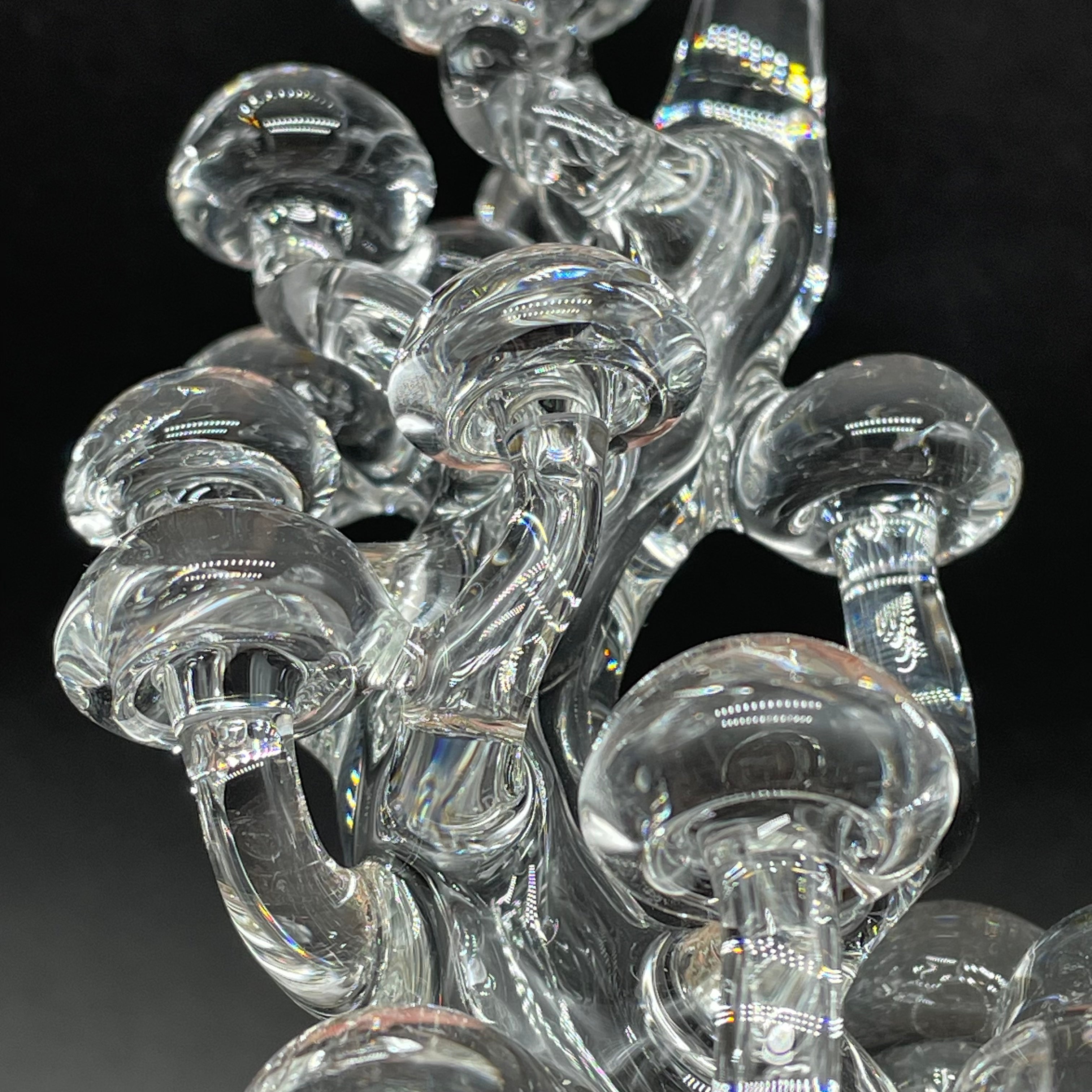 Elegant Tall Clear Glass Mushroom Sculpture - Modern Home Decor for Living Room, Office & Garden - Unique Artistic Centerpiece for Indoor & Outdoor Spaces