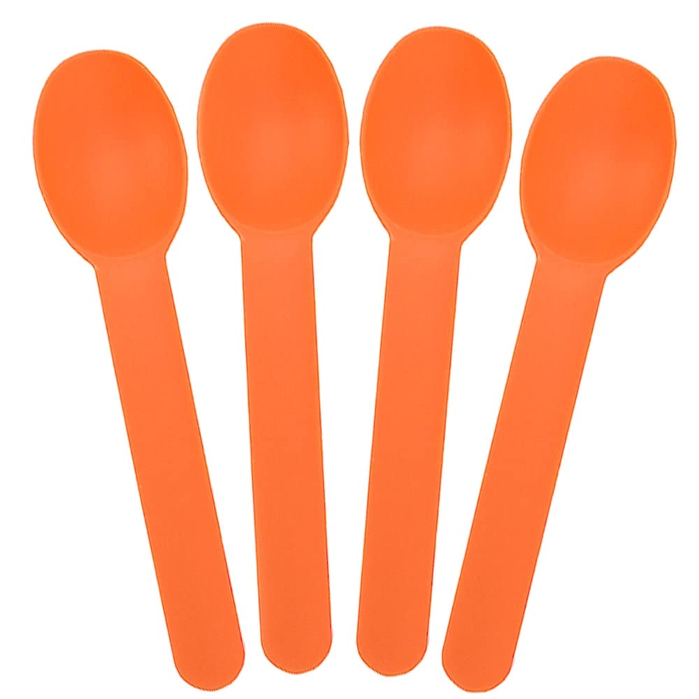 1,000 Count Heavy Duty Orange Plastic Spoons - Bulk Disposable Dishwasher Safe Reusable Spoons for Ice Cream, Frozen Yogurt & Desserts - Perfect for Parties, Catering & Restaurants