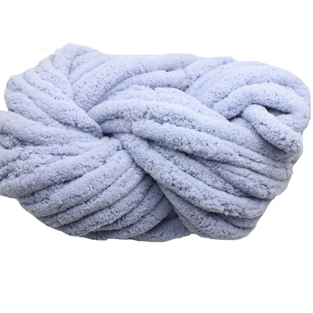**Soft Chunky Chenille Knitting Yarn - Light Grey, 250g/8 oz - Arm Knitting & Giant Bulky Yarn for DIY Blankets, Scarves & Home Decor**