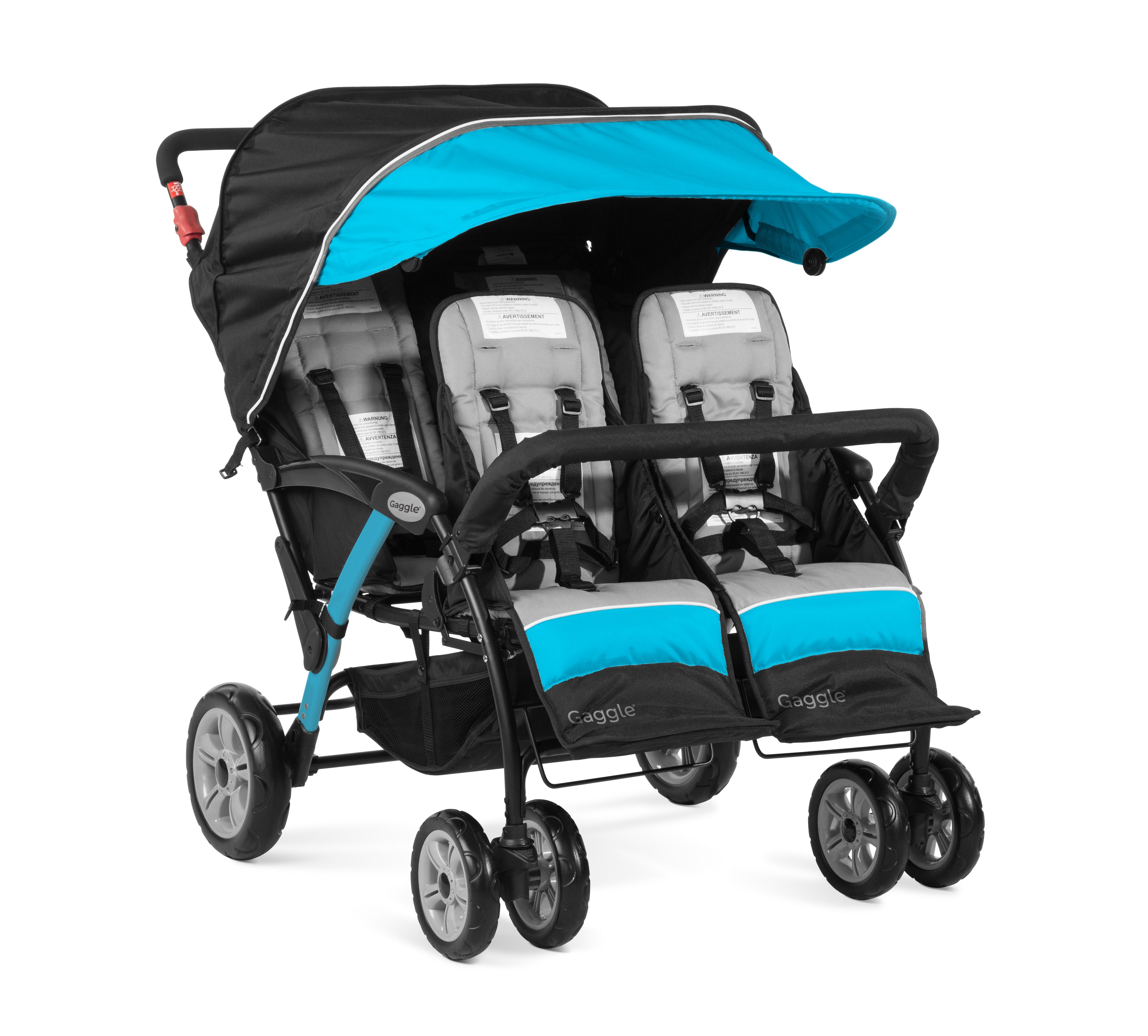 Gaggle Compass Quad 4-Seat Stroller for Toddlers - Lightweight, Durable & Foldable Baby Stroller for Multiple Kids - Perfect for Family Outings, Shopping & Travel