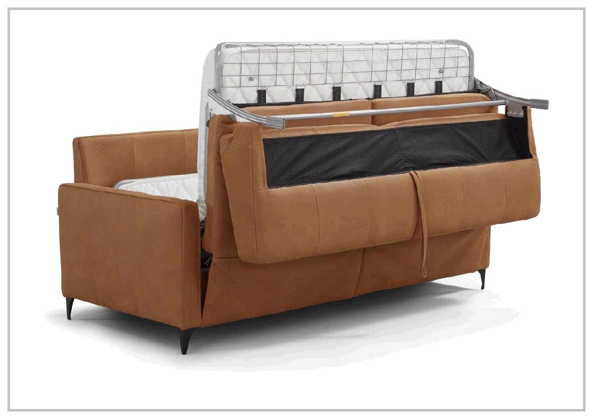 Kathy Ireland Wigan Luxury Gray Italian Leather Queen Sleeper Sofa Bed - Convertible Sleeper Sofa for Living Room, Guest Room & Small Spaces