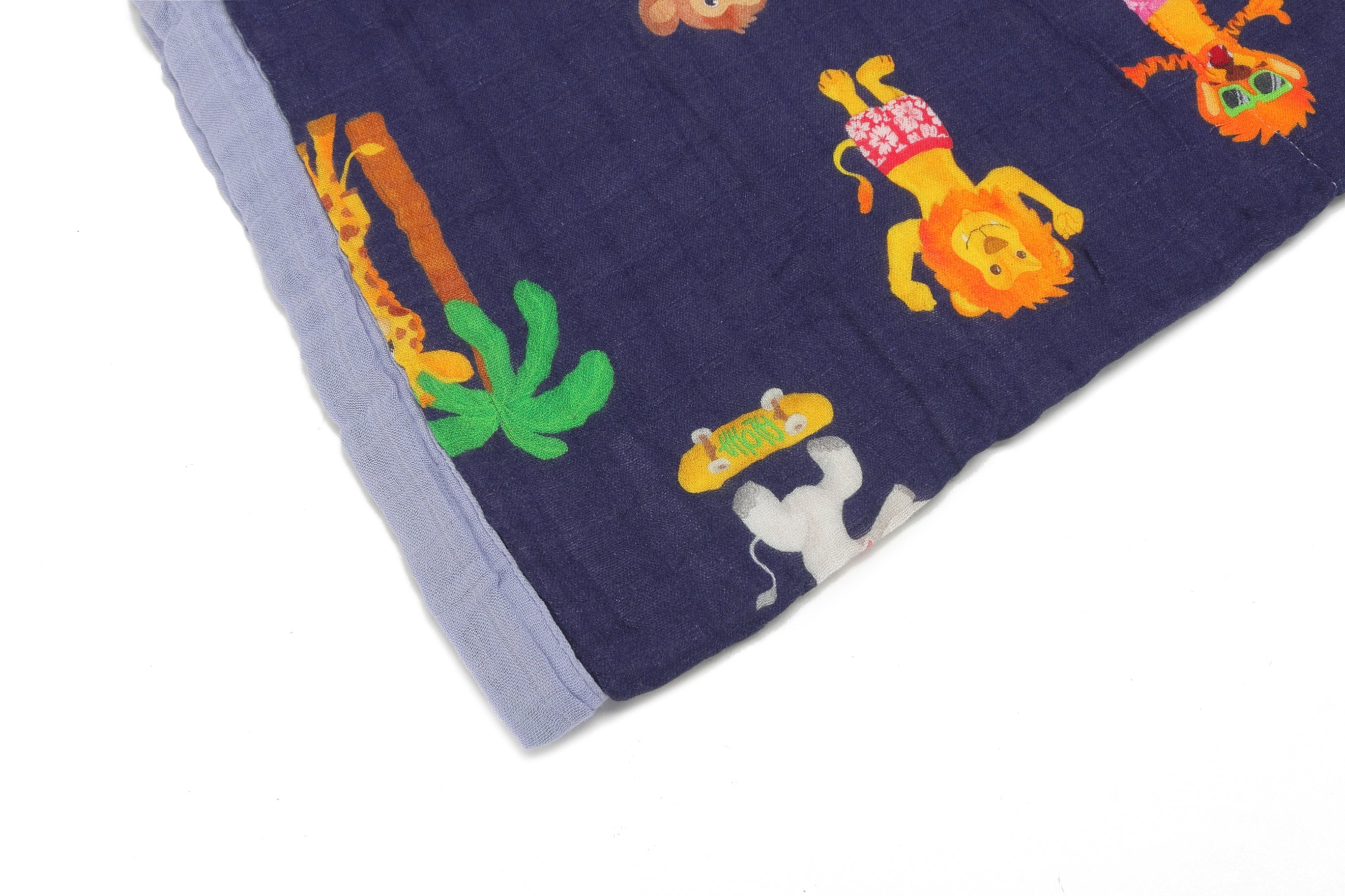 Soft Baby Blanket with Cute Zoo Animals Print - Navy Blue for Newborns & Toddlers - Perfect for Nursery, Stroller, and Swaddling