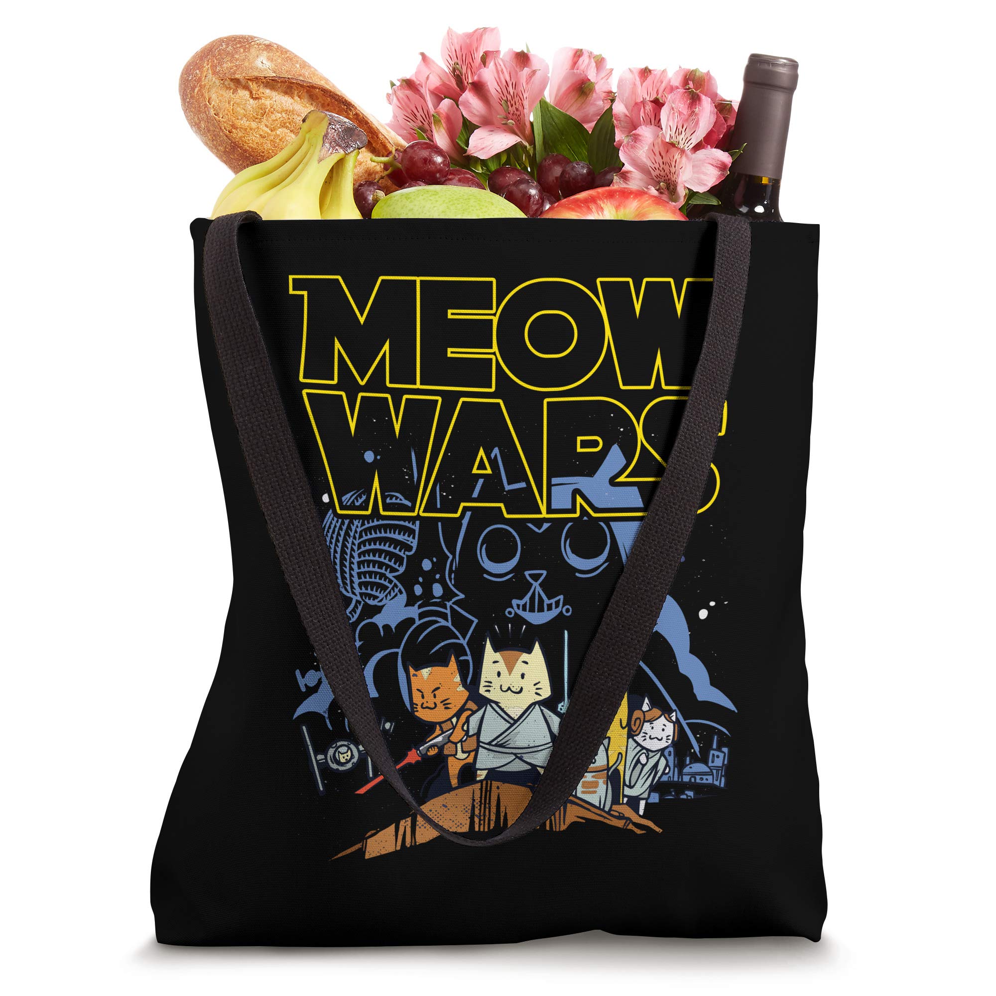 Meow Wars Cat Themed Tote Bag - Cute Gifts for Cat Lovers - Perfect for Shopping, Work & Cat Lover Outings