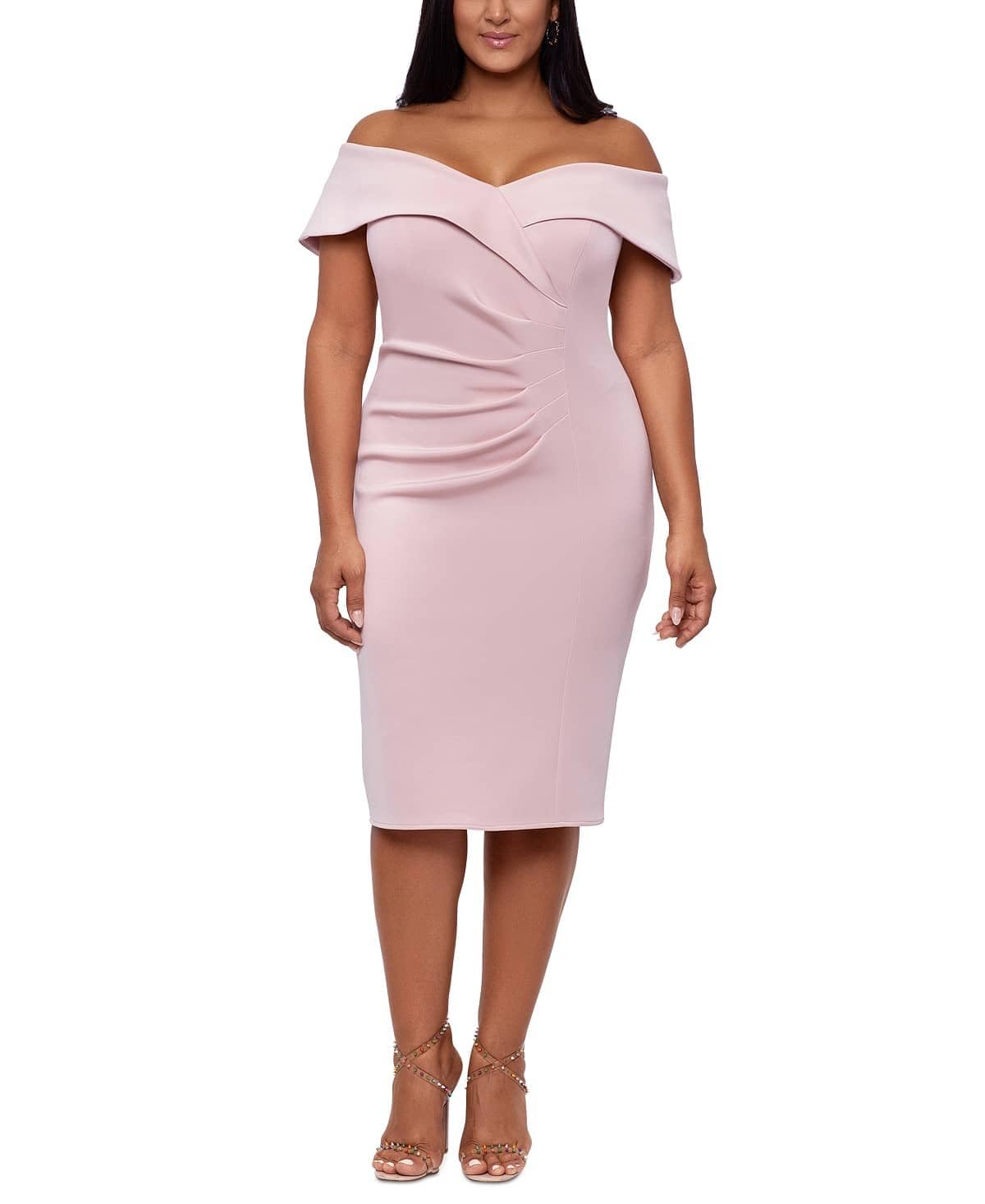 Xscape Women's Plus Size Pink Sweetheart-Neck Dress Size 14 - Flattering Formal Gown for Weddings, Parties & Special Occasions