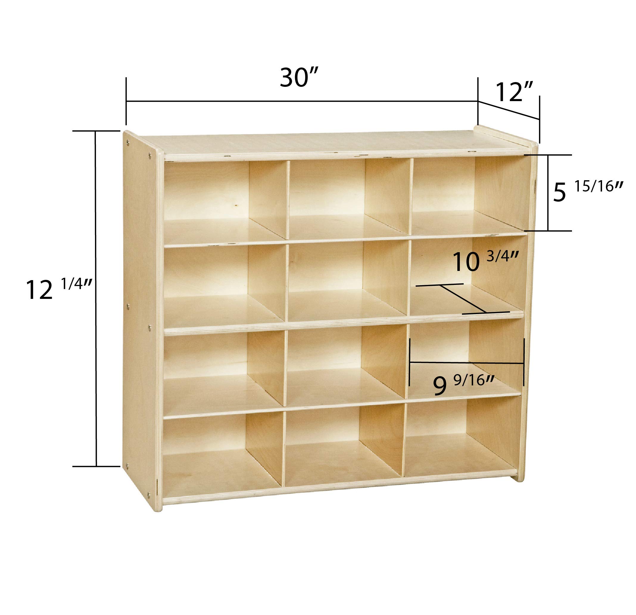 Contender 100% Birch Wood 12-Cubby Storage Cabinet with Purple Plastic Bins - Montessori Kids Organizer for Homeschool, Classroom & Kindergarten - Toy Storage, Book Organizer, Learning Supplies Shelf