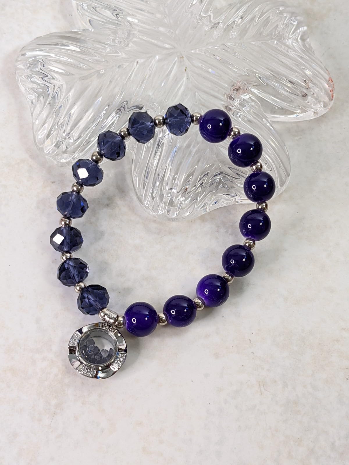 Amethyst Birthstone Bracelet for Women - February Birthday Gift, Glass Beaded Charm Bracelet, Christmas Jewelry Present - Perfect for Gifting, Daily Wear & Special Occasions