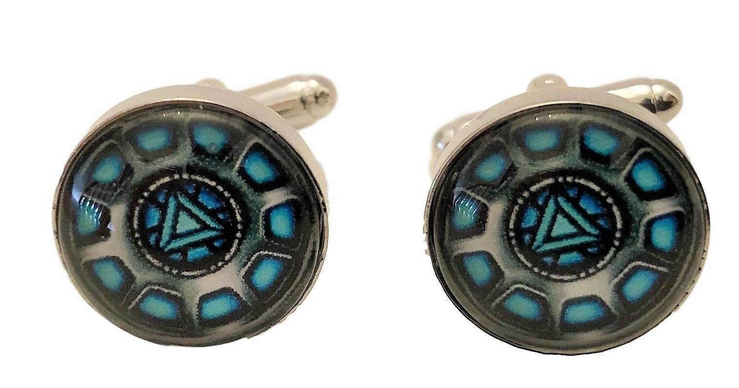 Iron Man Arc Reactor Logo Glass Dome Cufflinks - Marvel Superhero Gift for Men - Perfect for Weddings, Business Attire & Cosplay