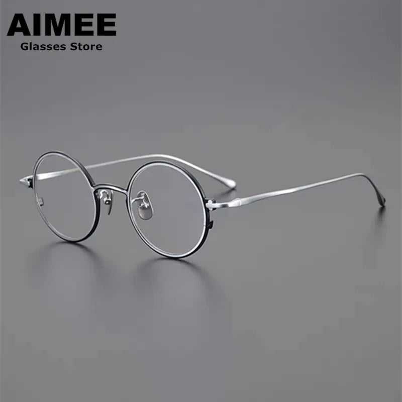Stylish Unisex Small Round Titanium Eyeglasses Frame 4323 - Lightweight & Durable for Work, Reading & Everyday Wear
