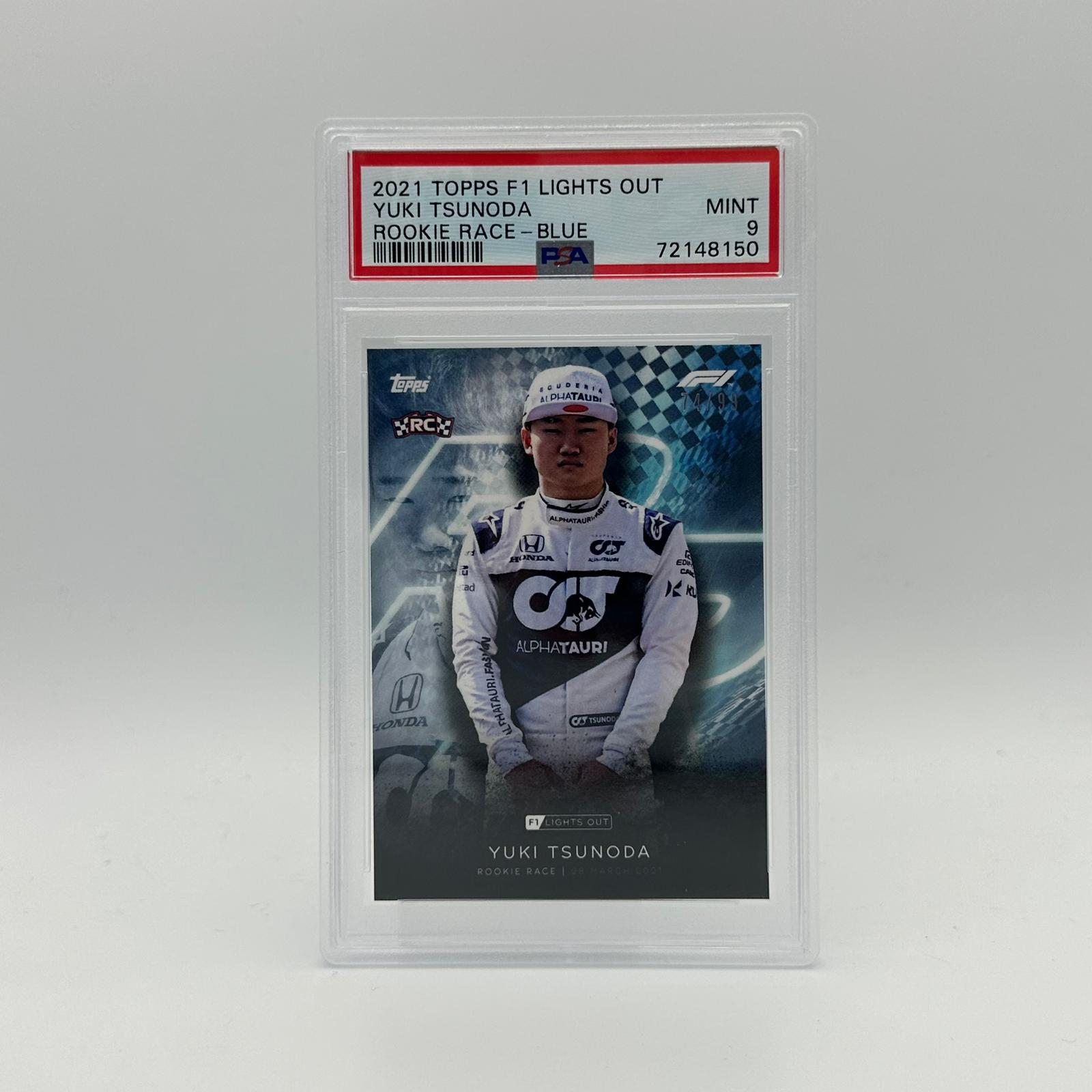 PSA 9 Graded 74/99 Yuki Tsunoda Rookie Race Blue Parallel - Rare F1 Racing Card for Collectors & Investors | Perfect for Sports Memorabilia Displays & Trading Card Collections