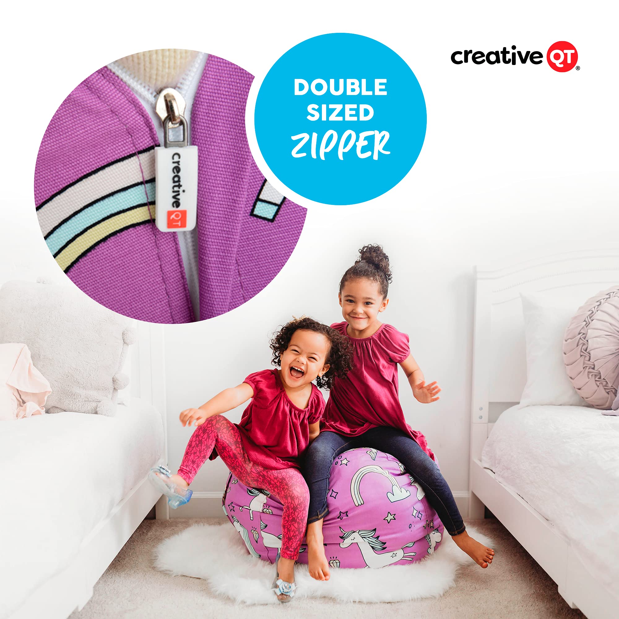 Extra Large 38'' Bean Bag Chair & Stuffed Animal Storage Cover - Creative QT Stuff 'n Sit Organizer for Kids' Bedroom, Toddler Toys & Plush (Hot Pink Corduroy) - Perfect for Playrooms, Daycare Centers & Cozy Reading Nooks