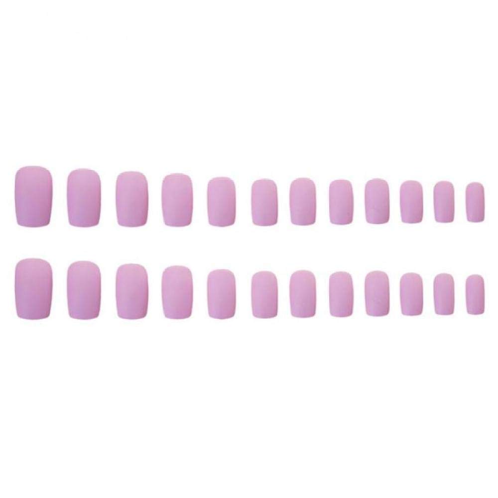 24Pcs Matte Light Purple False Nails - Medium Length Square Fake Nails for Women, Full Cover Press on Nails | Perfect for Parties, Weddings, Daily Wear & Special Occasions
