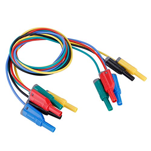 5pcs 4mm Banana Plug Safety Test Lead Set with Alligator Clips - 14AWG Silicone Wire, 1M Cable for Multimeter, Oscilloscope & Electrical Testing - Perfect for DIY Electronics, Lab Experiments & Automotive Repairs